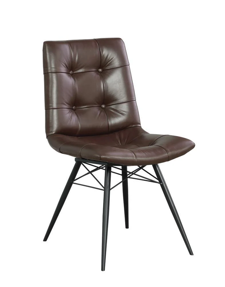 Aiken Brown Upholstered Tufted Side Chairs, Set of 4 - Image 2