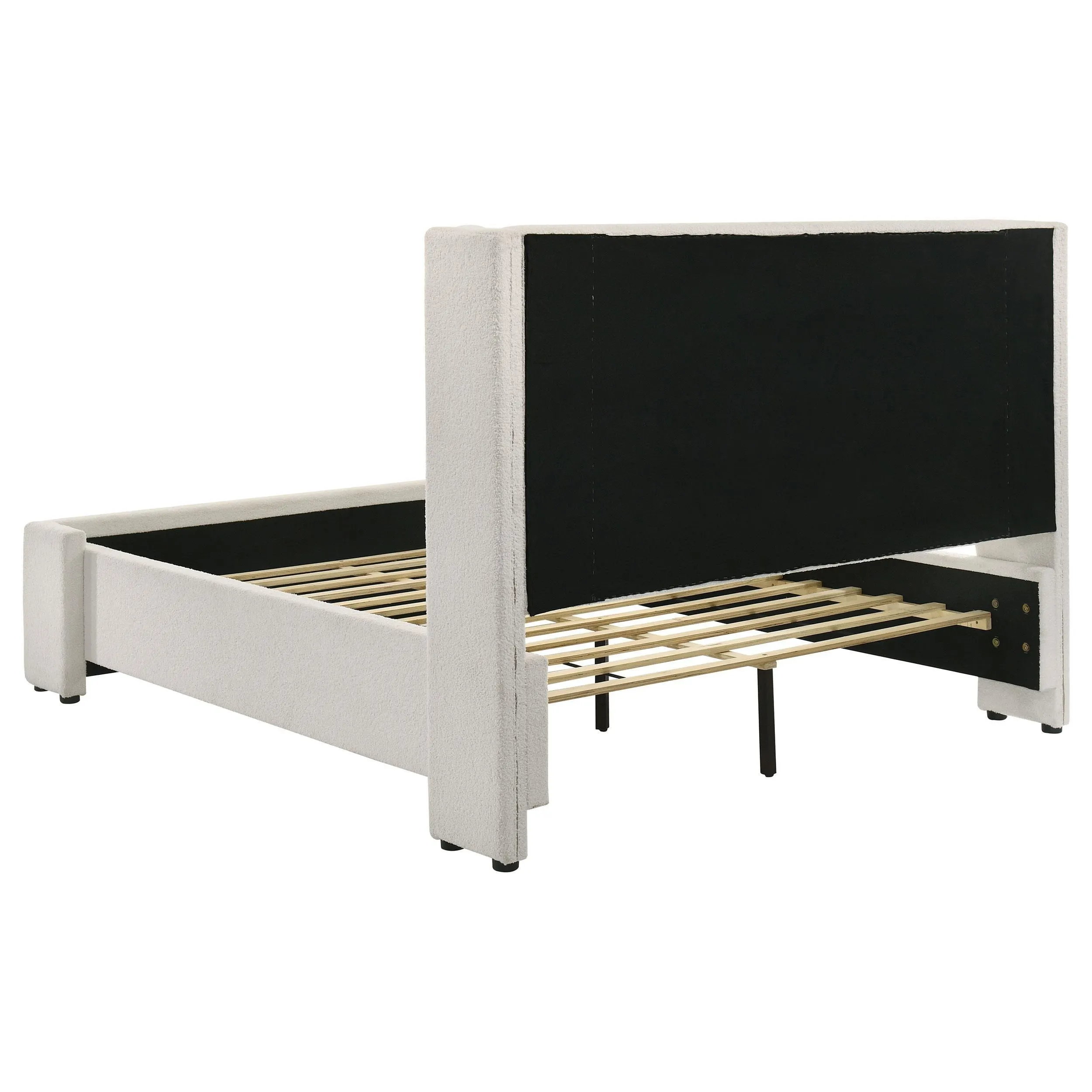 Alamosa White Boucle Upholstered Queen Wingback Bed - Image 4