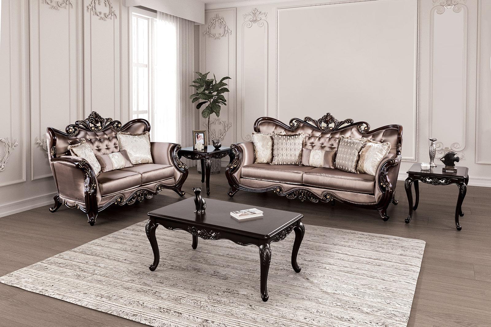 Albacete Dark Cherry/Brown Loveseat - Image 6