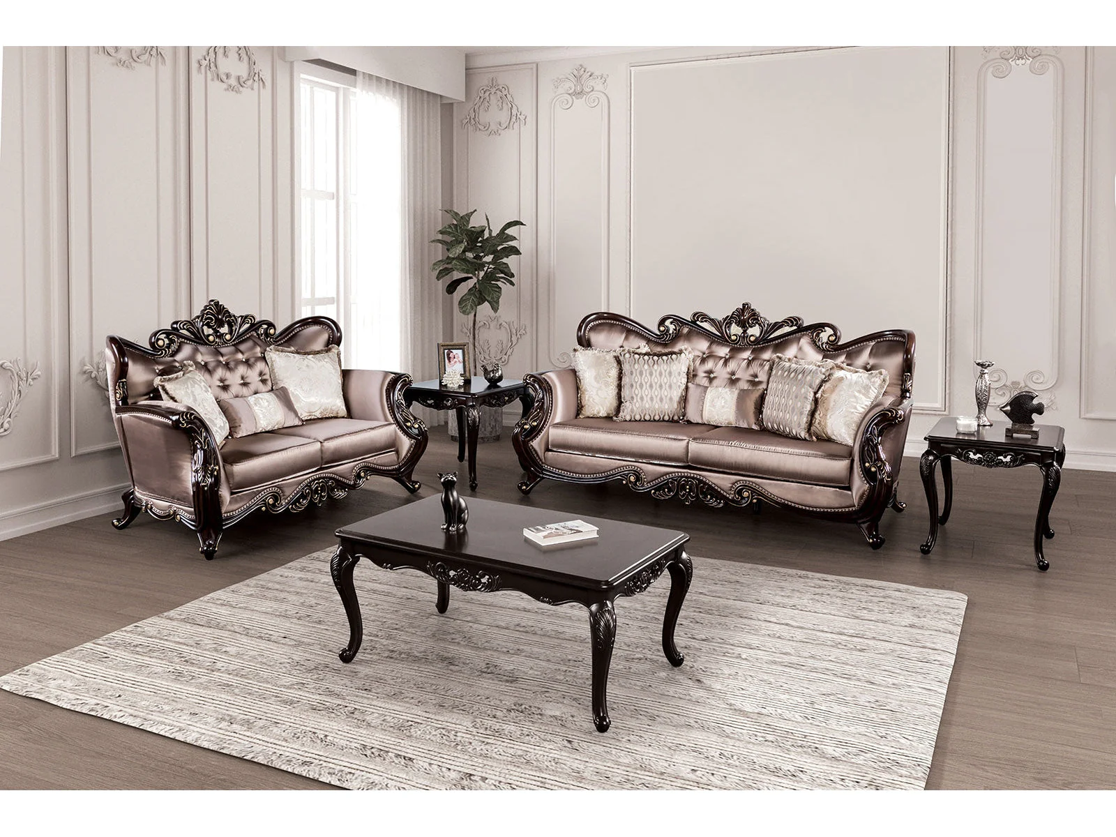 Albacete Dark Cherry/Brown Sofa & Loveseat