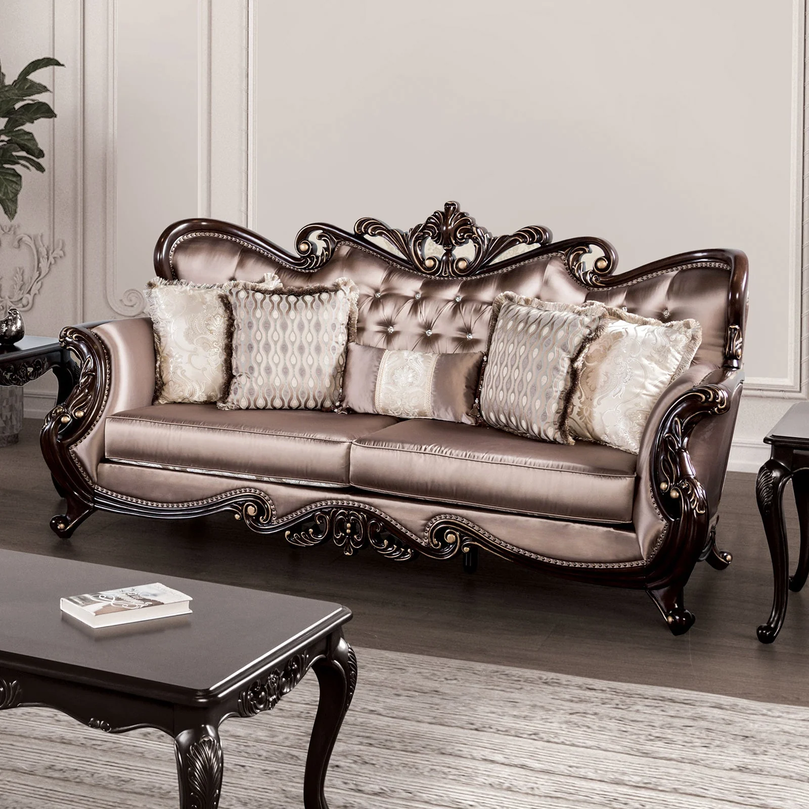 Albacete Dark Cherry/Brown Sofa & Loveseat - Image 3