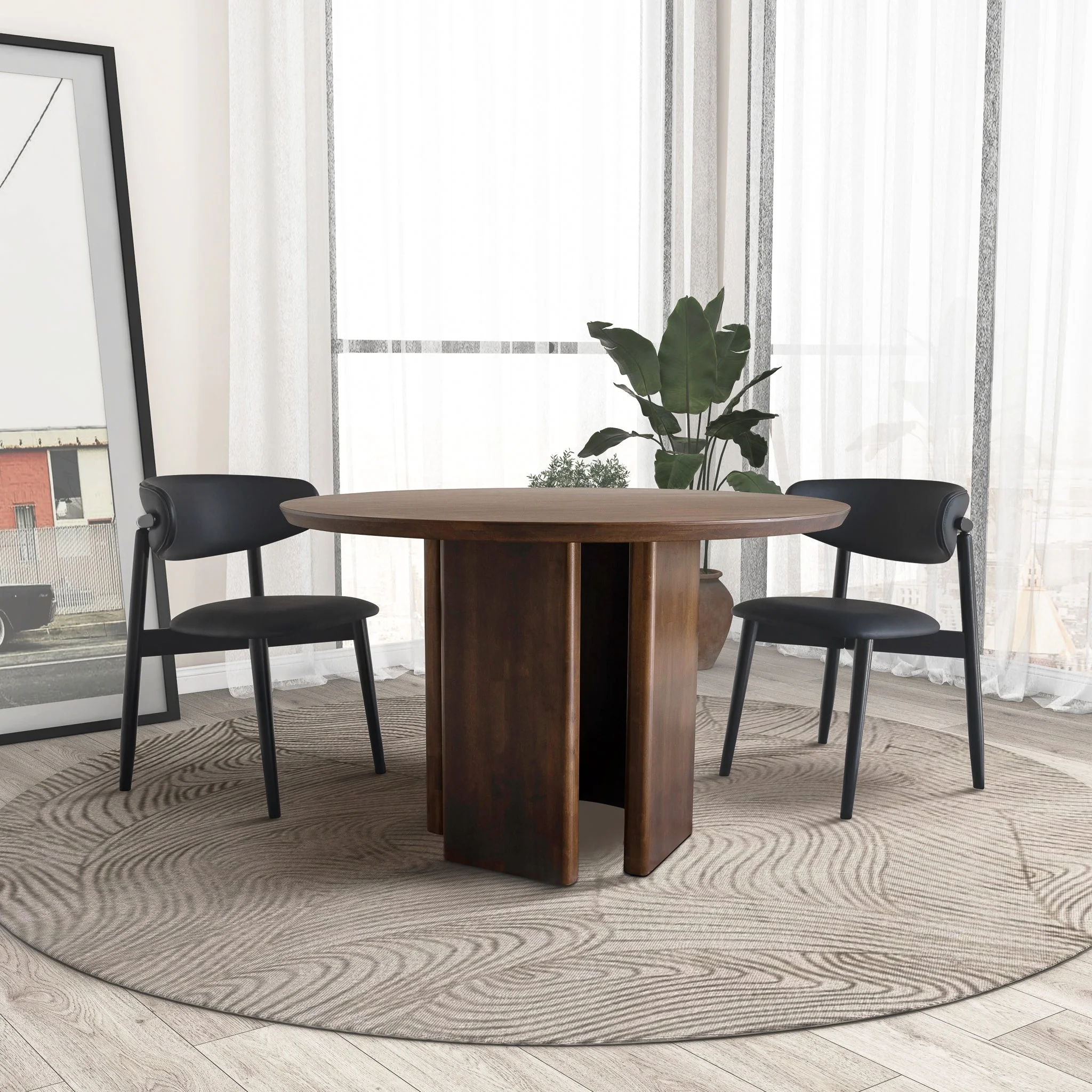 Alden Round Walnut Dining Table - Image 2