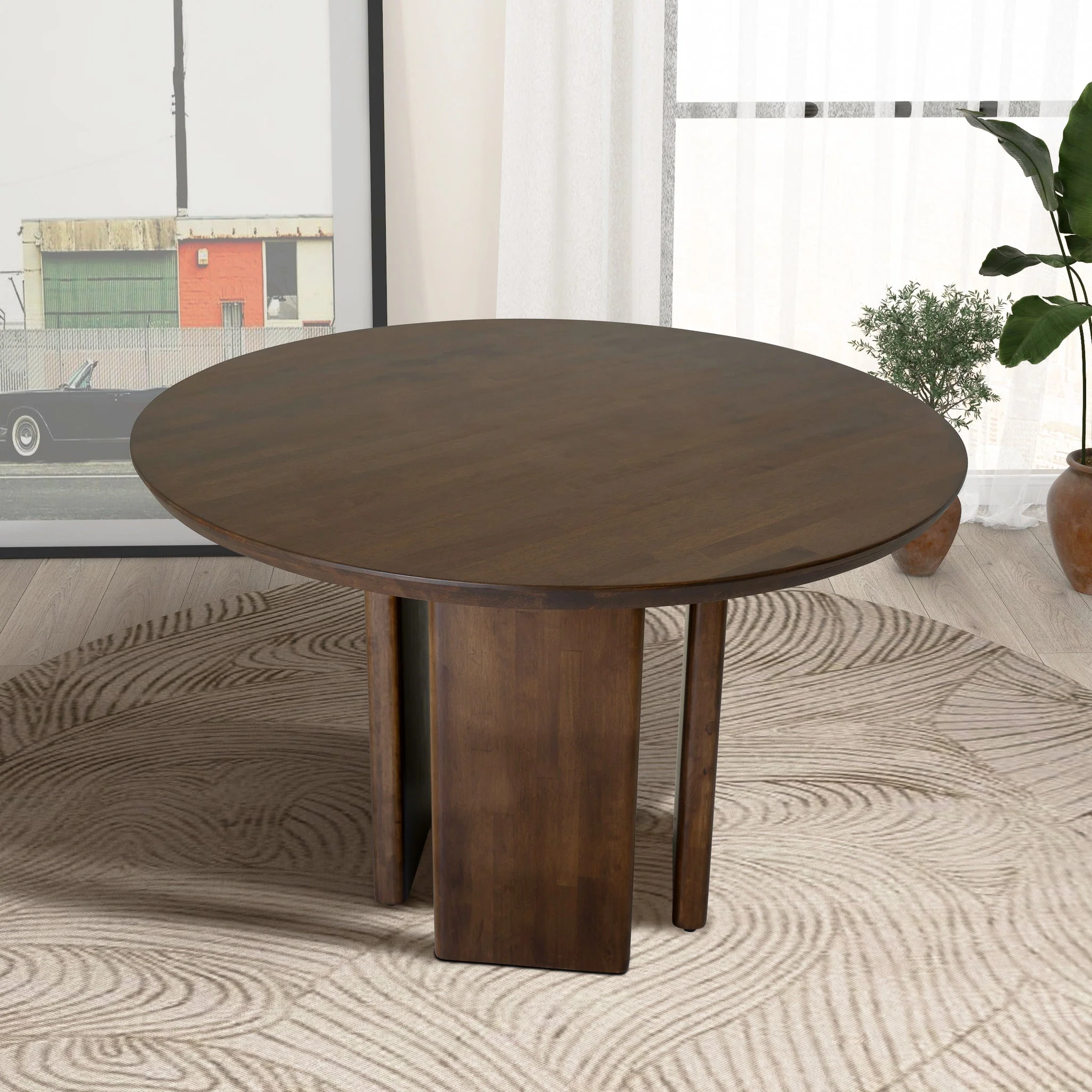 Alden Round Walnut Dining Table - Image 3
