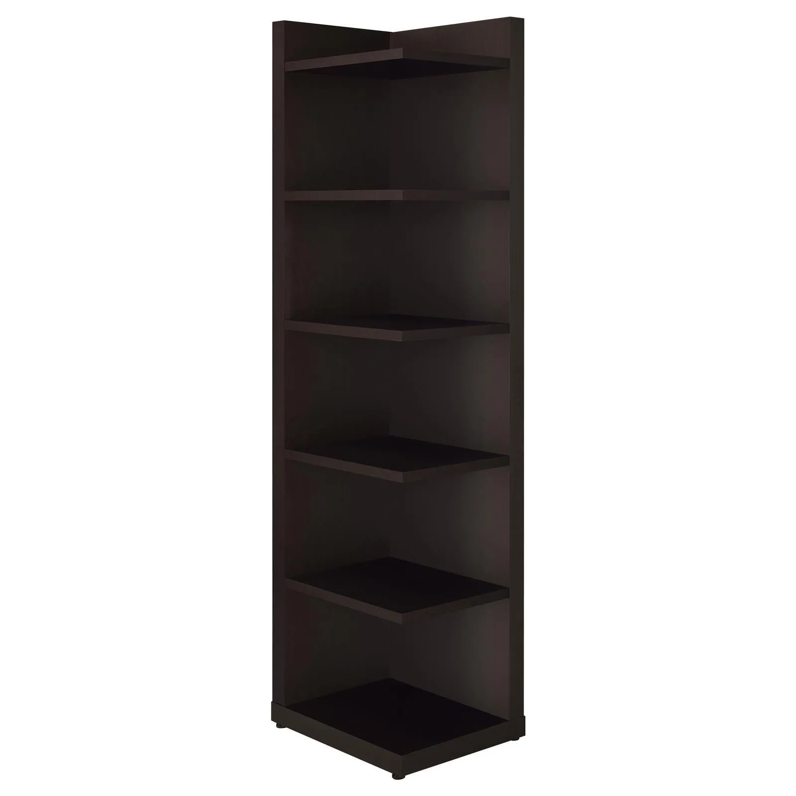 Alder Cappuccino 71-inch 6-shelf Corner Bookcase - Image 3