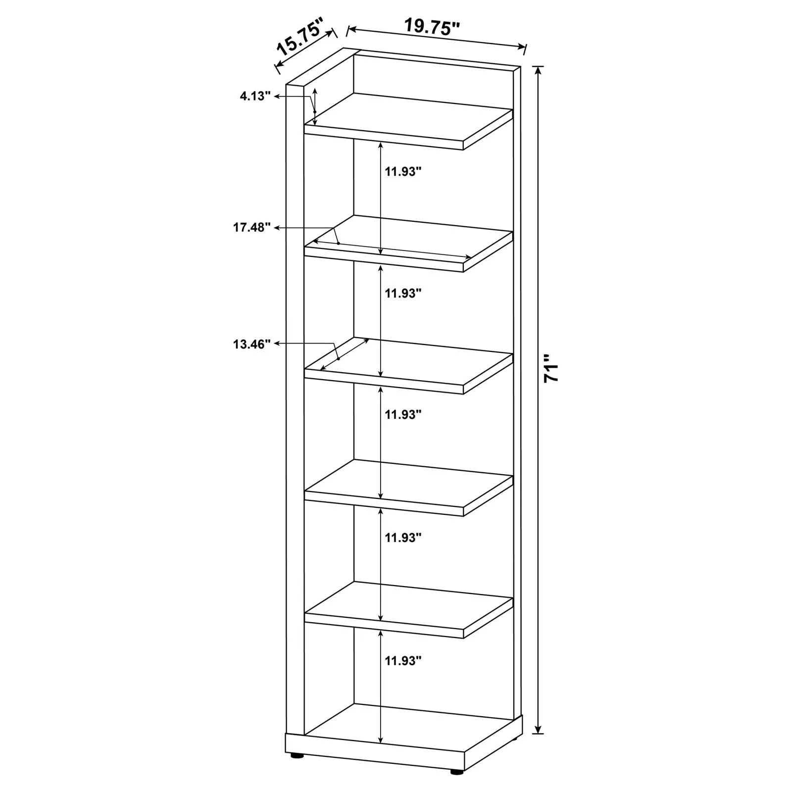 Alder Cappuccino 71-inch 6-shelf Corner Bookcase - Image 9