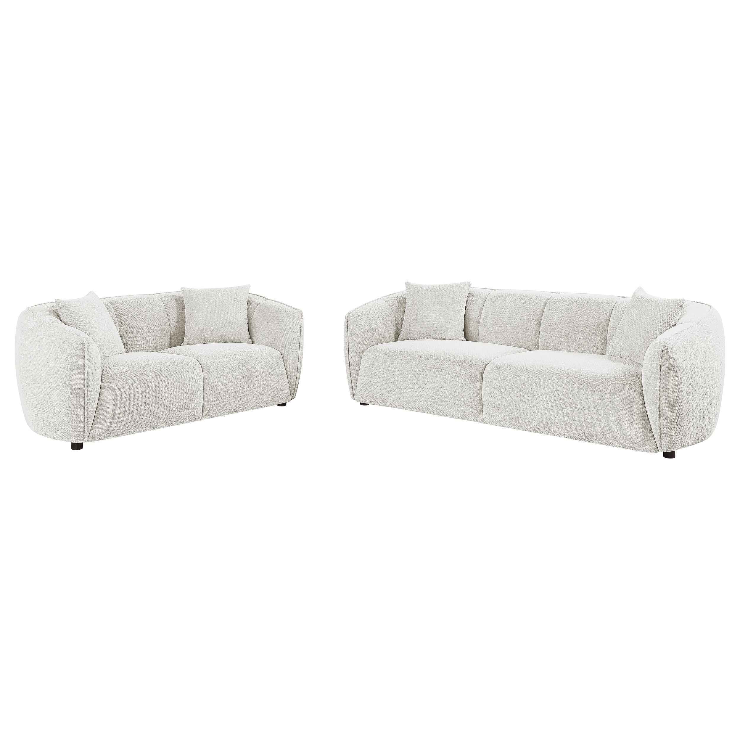 Aleisha Ivory 2-piece Chenille Upholstered Sofa Set