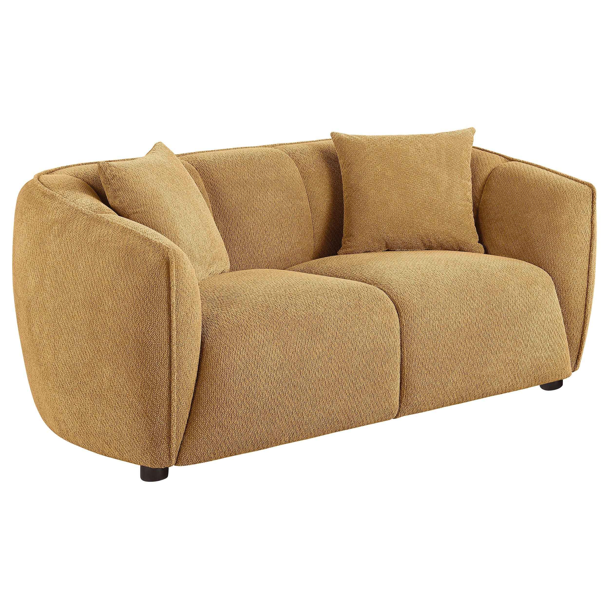 Aleisha Mustard Yellow 2-piece Chenille Upholstered Sofa Set - Image 4