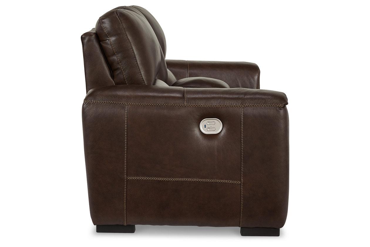 Alessandro Walnut Dual Power Leather Reclining Loveseat with Console - Image 5