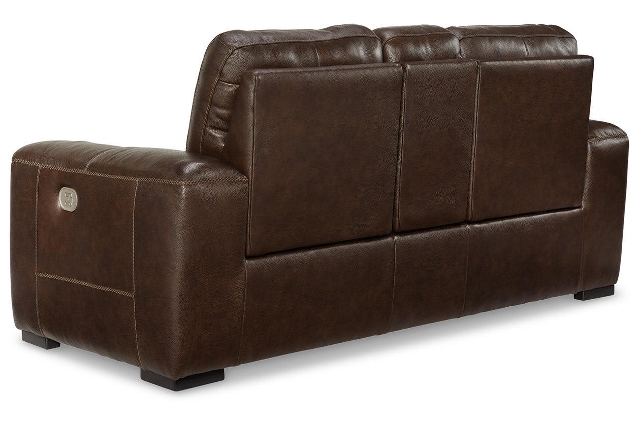 Alessandro Walnut Dual Power Leather Reclining Loveseat with Console - Image 6