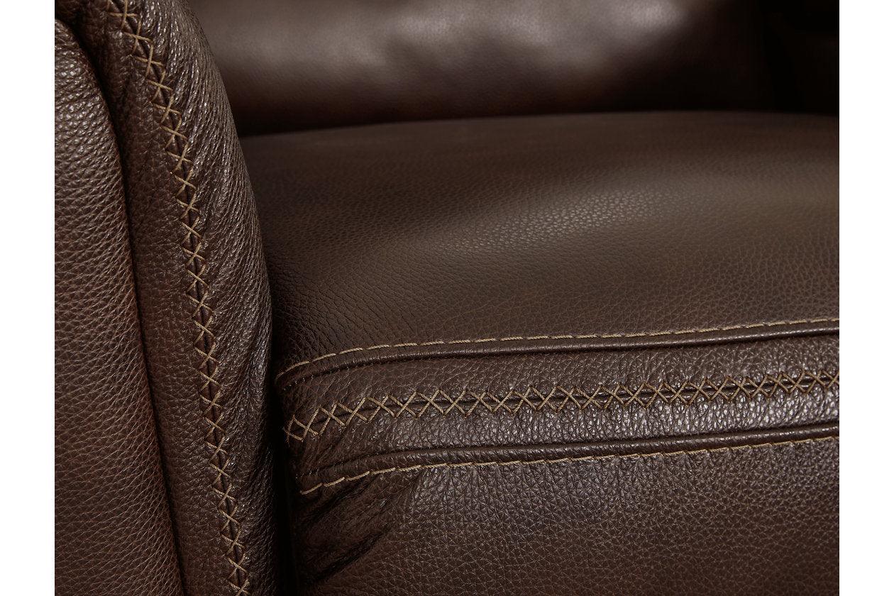 Alessandro Walnut Dual Power Leather Reclining Loveseat with Console - Image 9