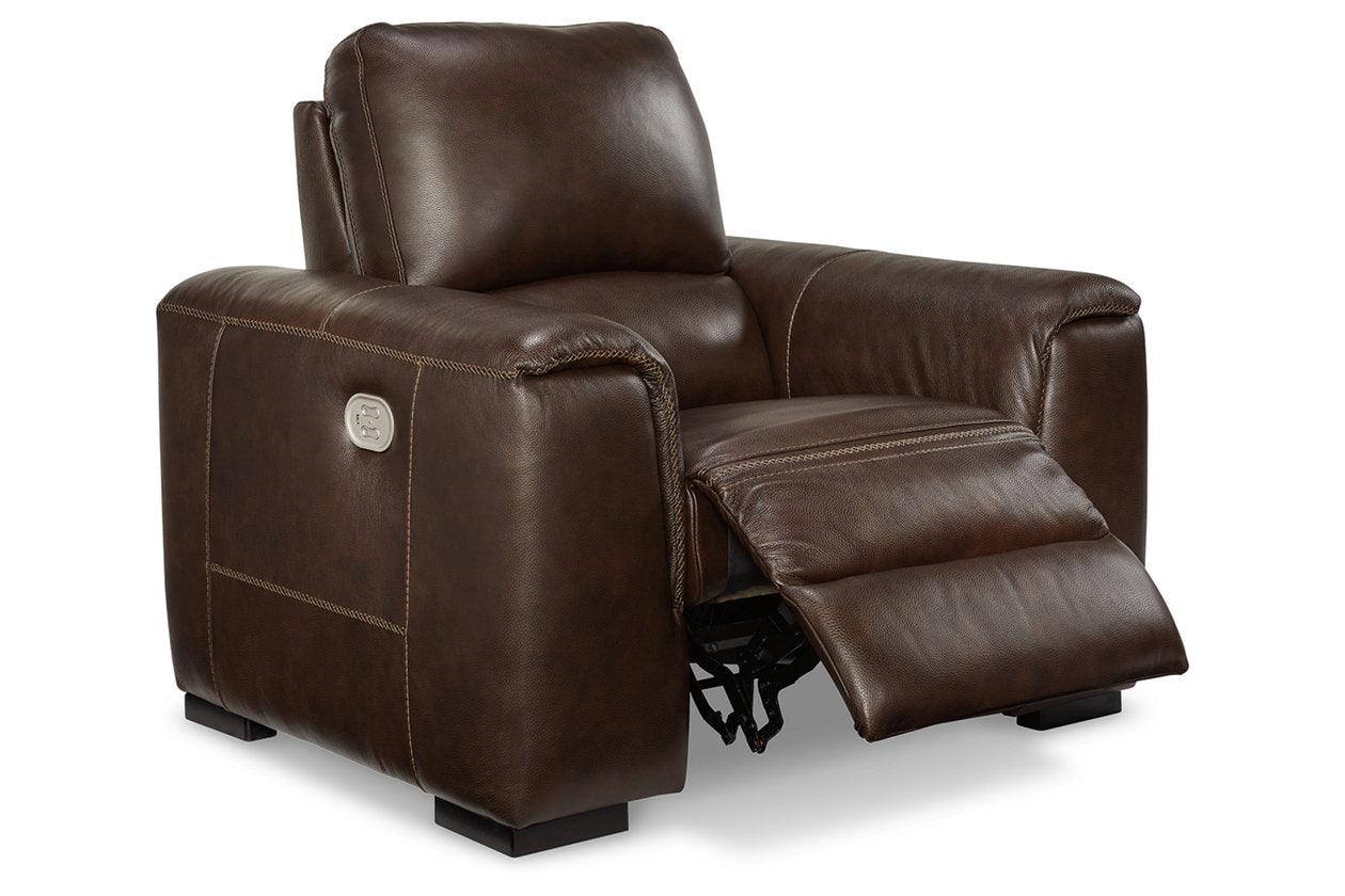 Alessandro Walnut Oversized Dual Power Leather Recliner - Image 3