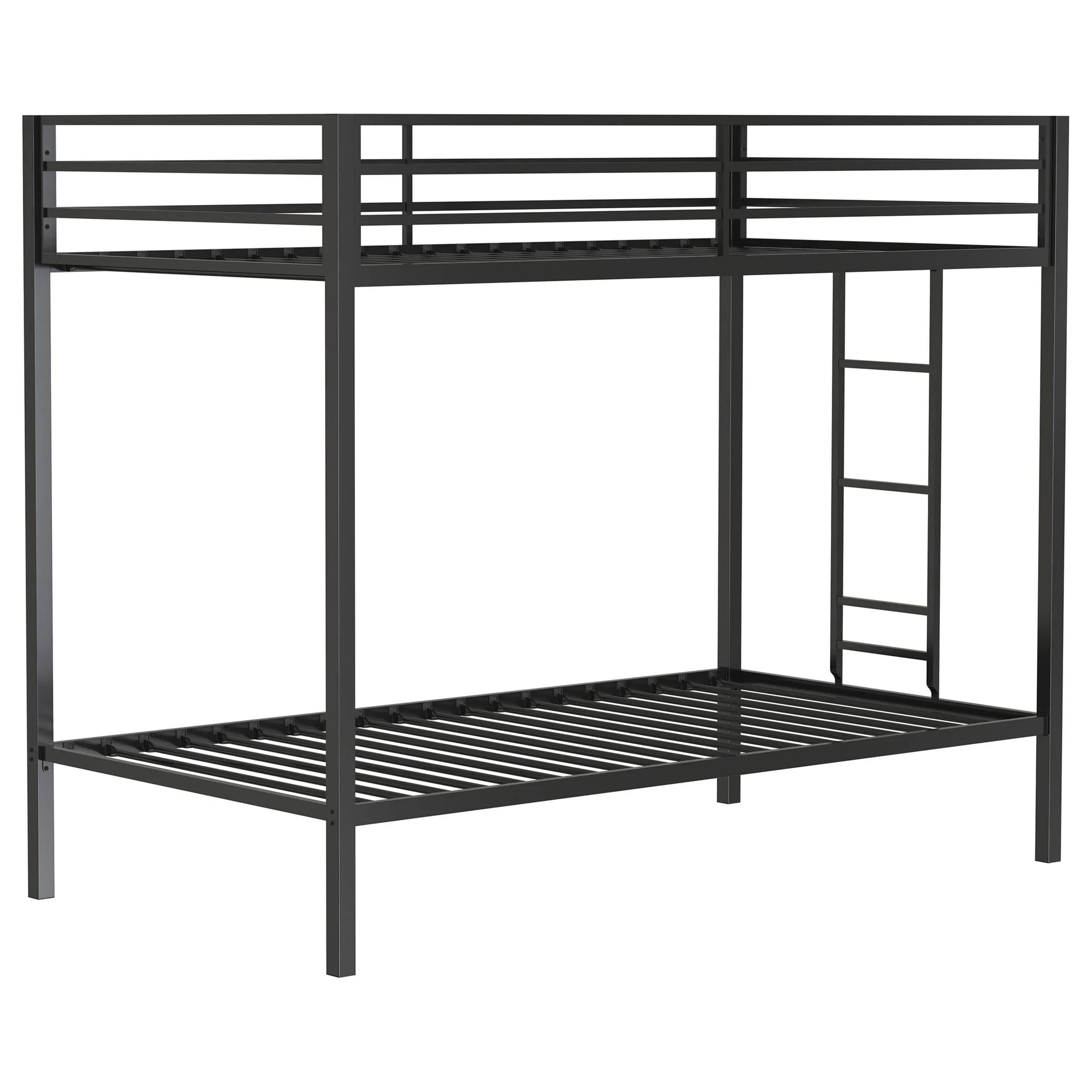 Alevera Black Metal Twin Over Twin Bunk Bed with Ladder - Image 3