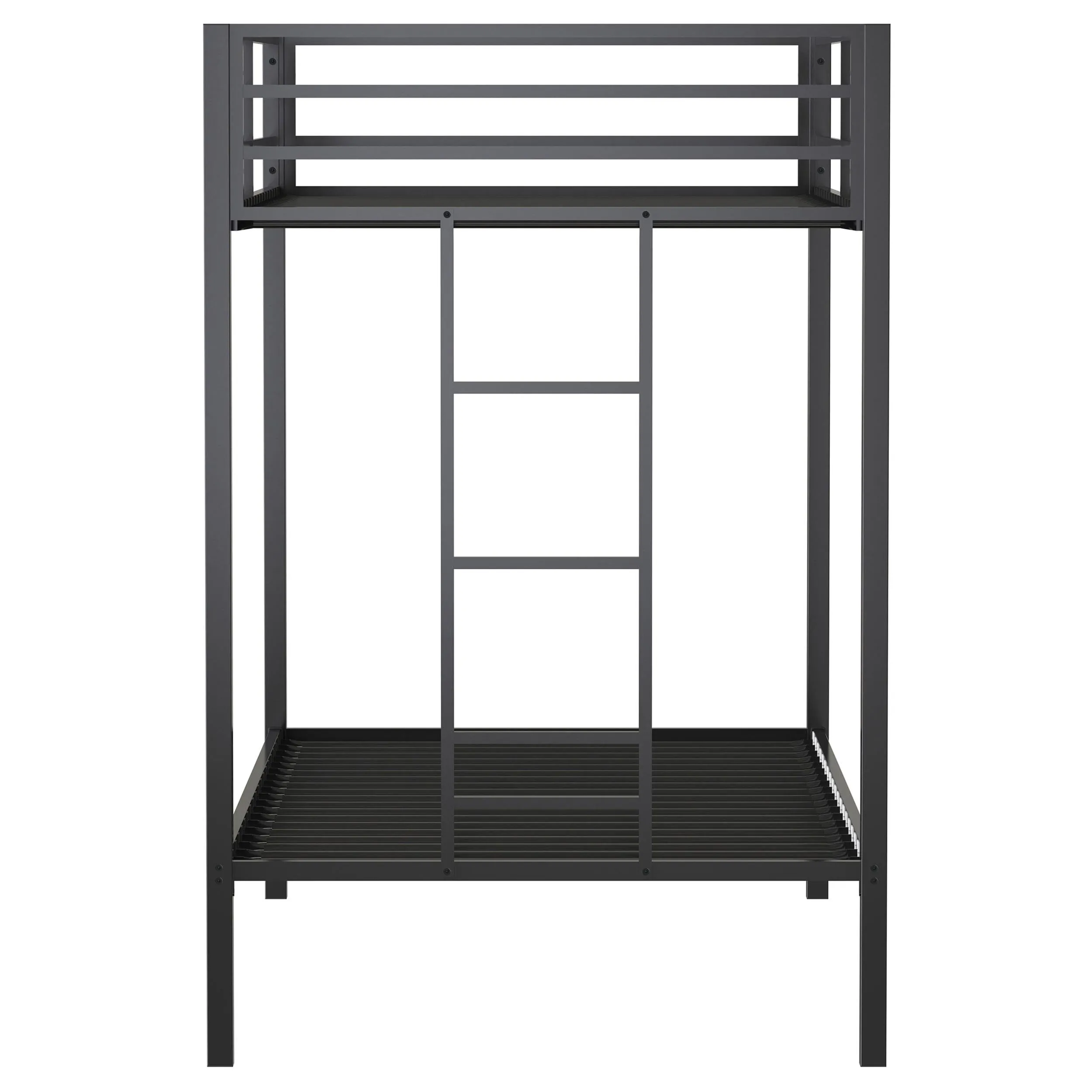 Alevera Black Metal Twin Over Twin Bunk Bed with Ladder - Image 6