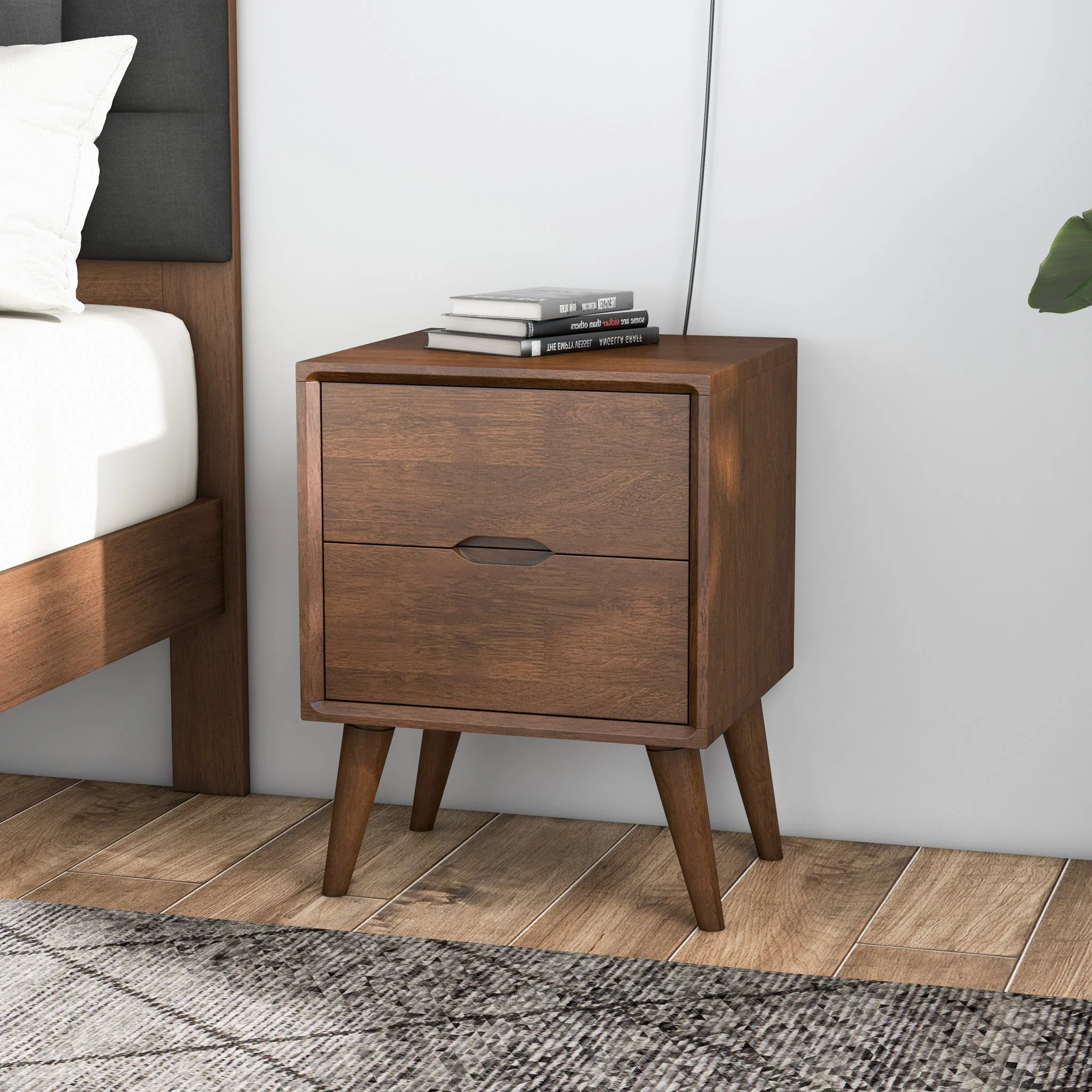 Alexandra Walnut Nightstand - 2 Drawers - Image 3
