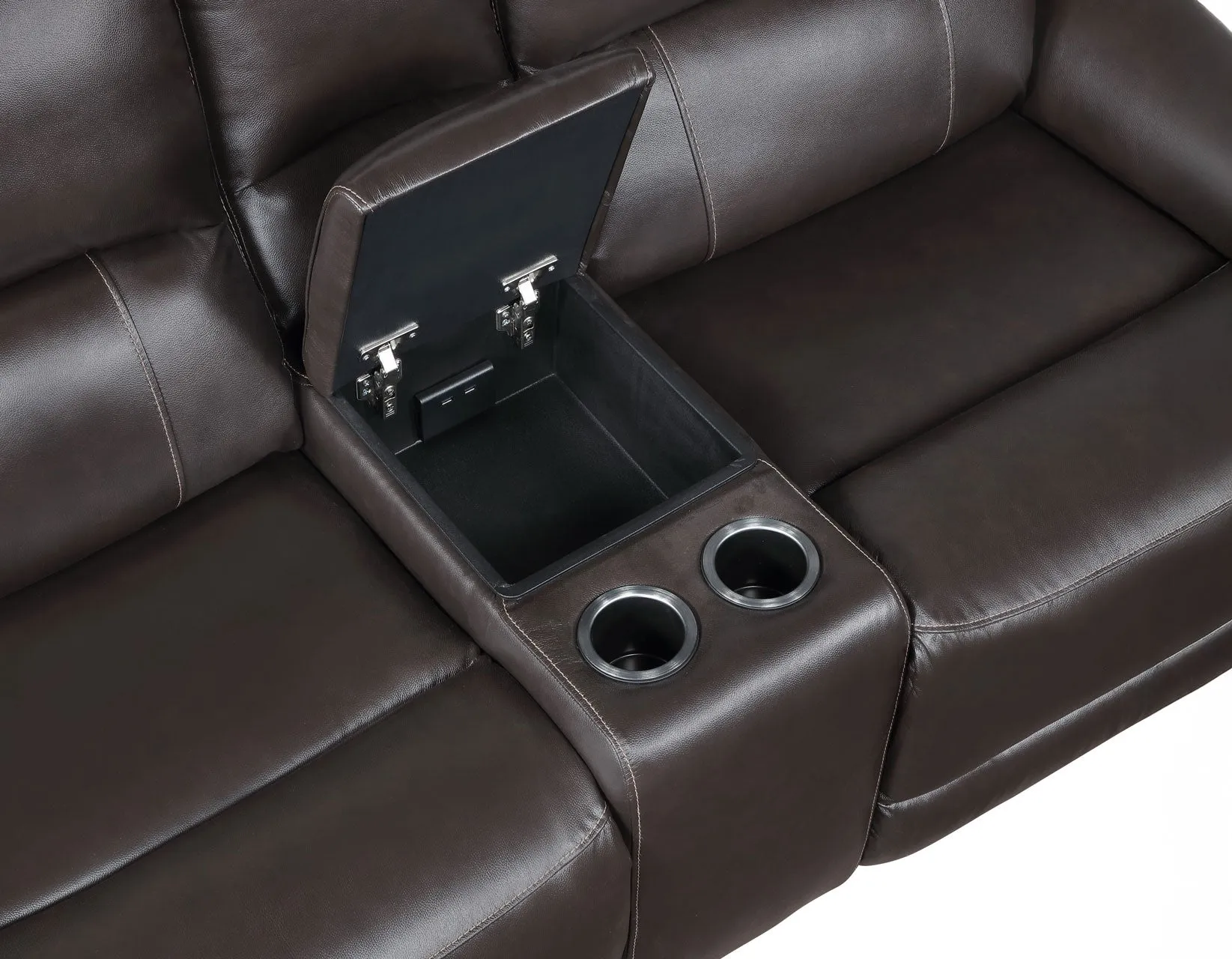 Alexandria Chocolate Top-Grain Leather Power Reclining Console Loveseat - Image 10