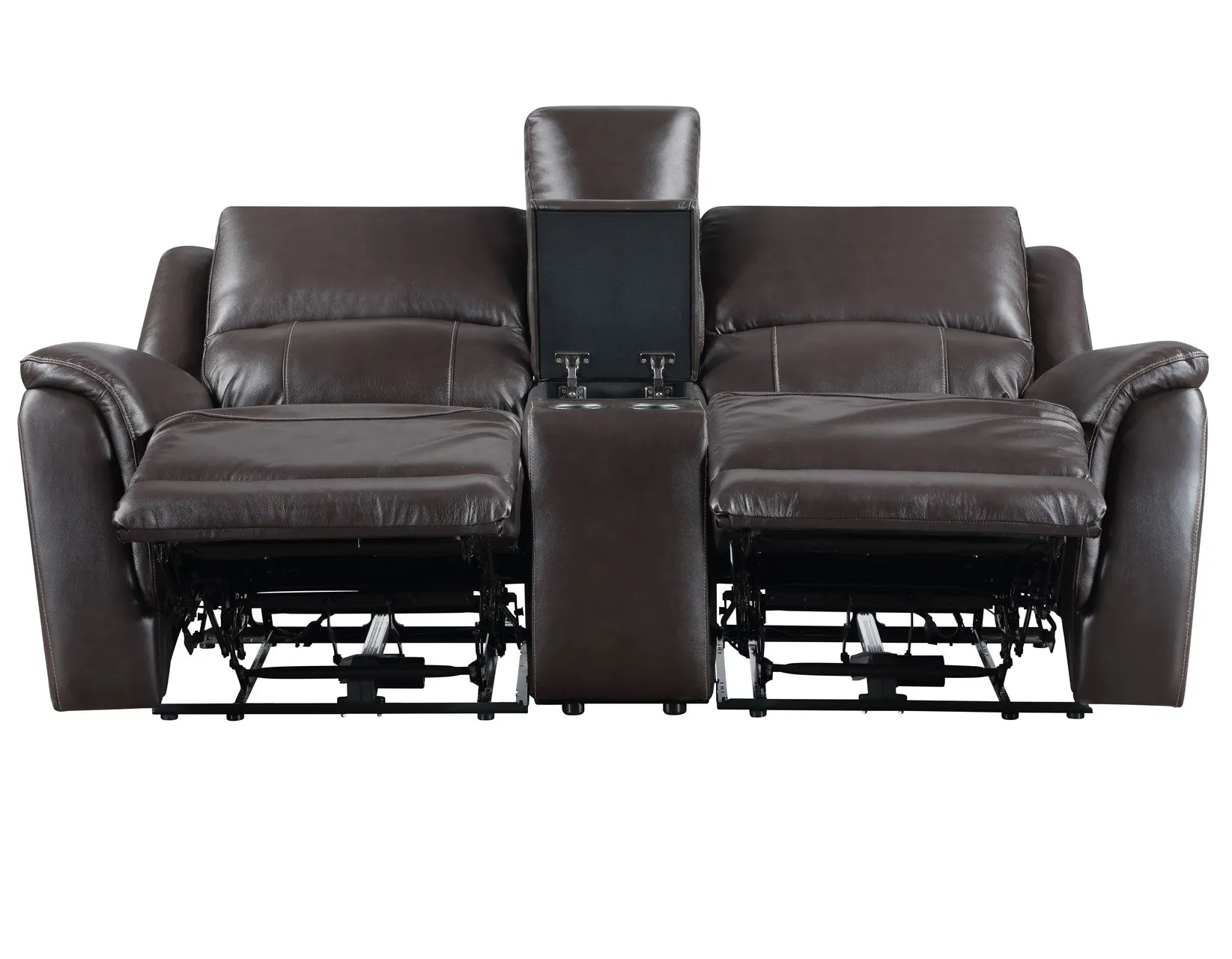 Alexandria Chocolate Top-Grain Leather Power Reclining Console Loveseat - Image 5