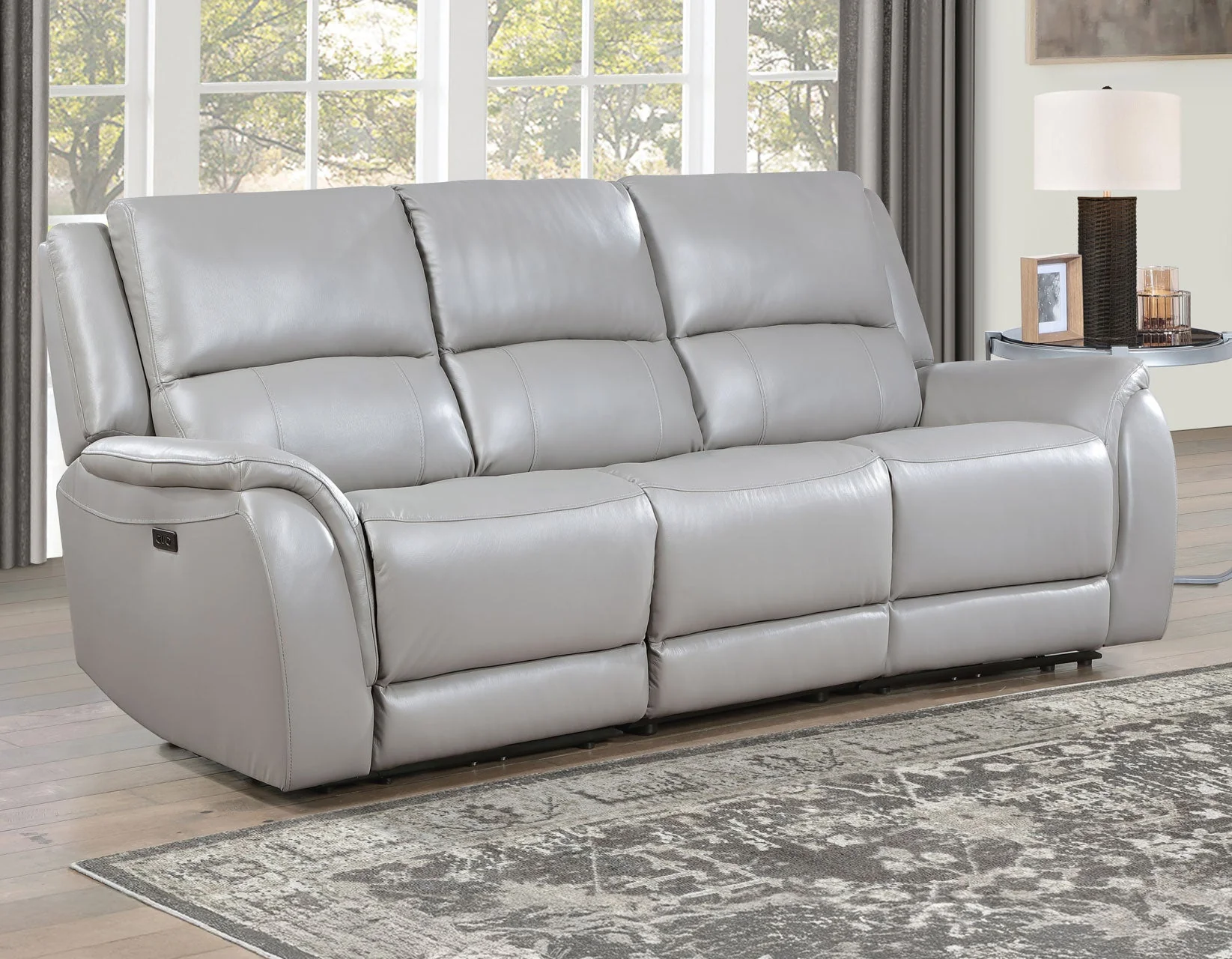 Alexandria Stone 3-Piece Top-Grain Leather Power Reclining Set - Image 5