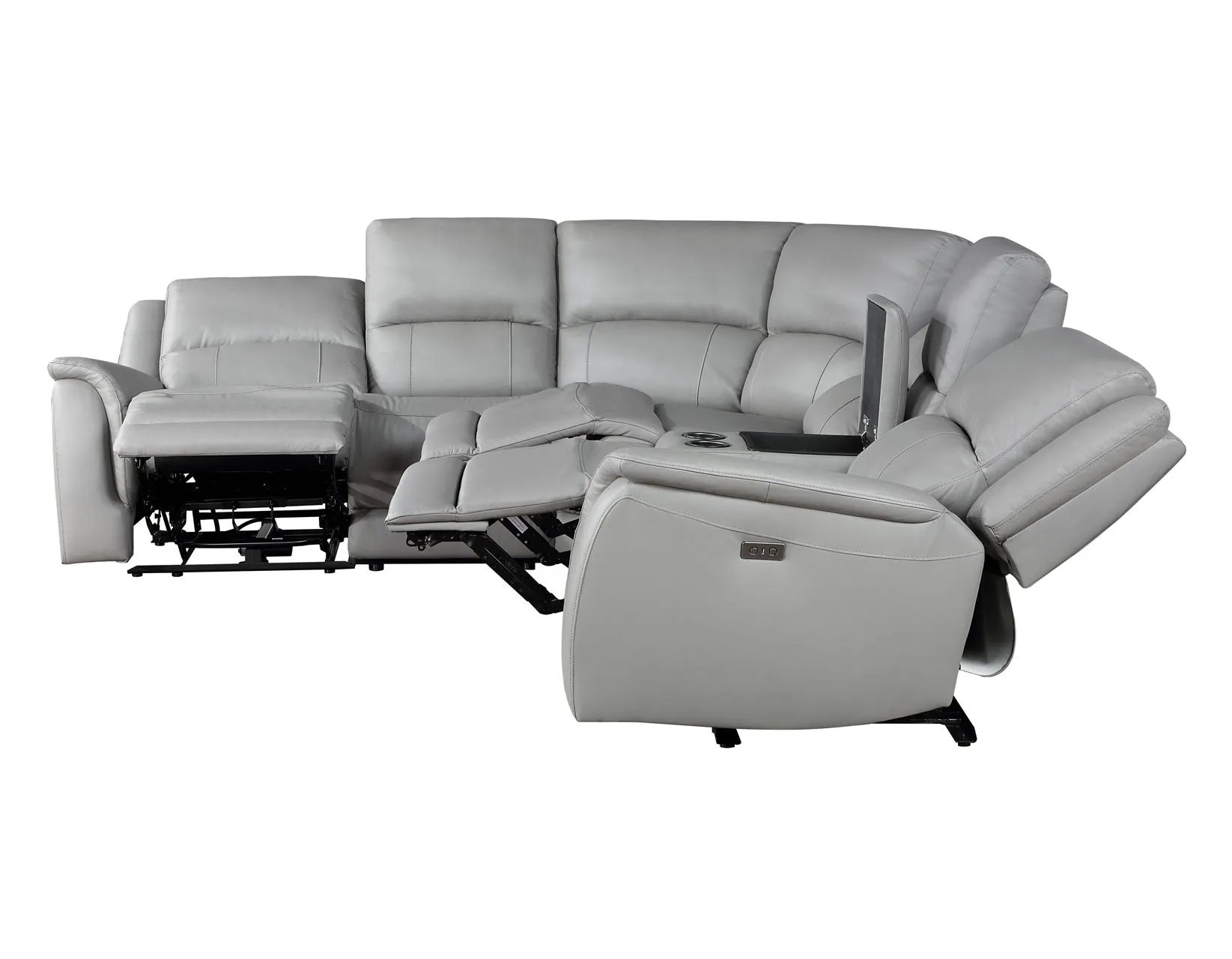 Alexandria Stone Top-Grain Leather 6-Piece Power Reclining Set - Image 5