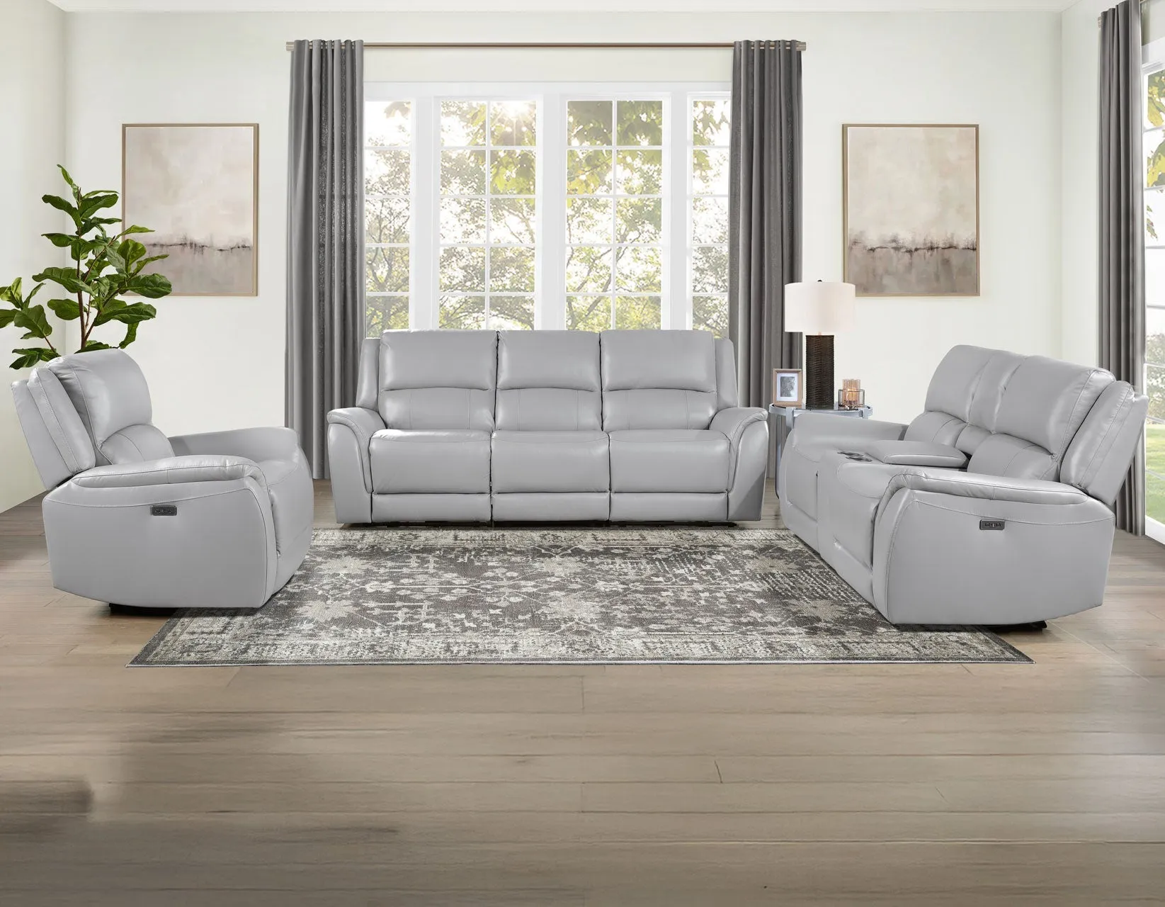 Alexandria Stone Top-Grain Leather Power Reclining Sofa - Image 11
