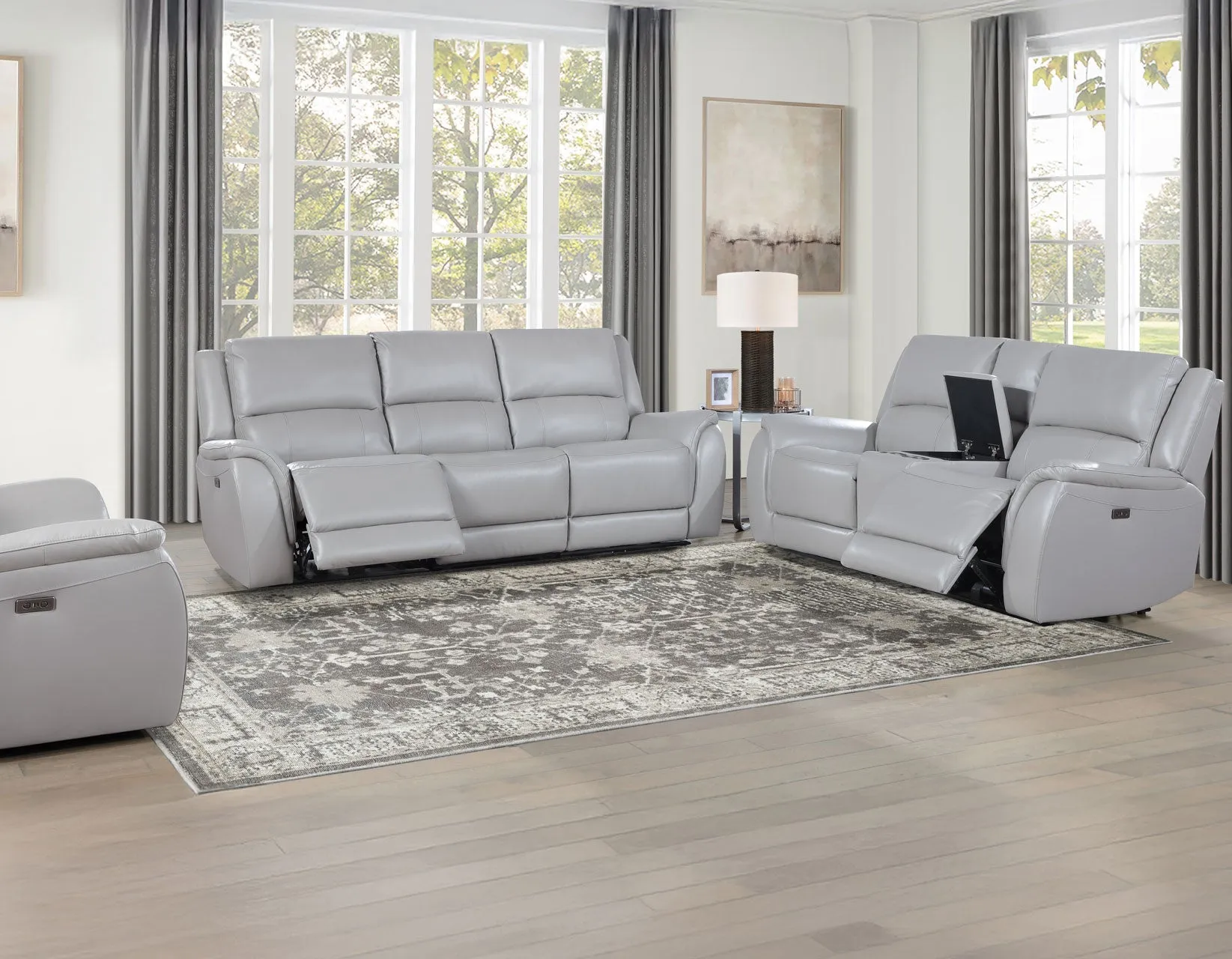 Alexandria Stone Top-Grain Leather Power Reclining Sofa - Image 13