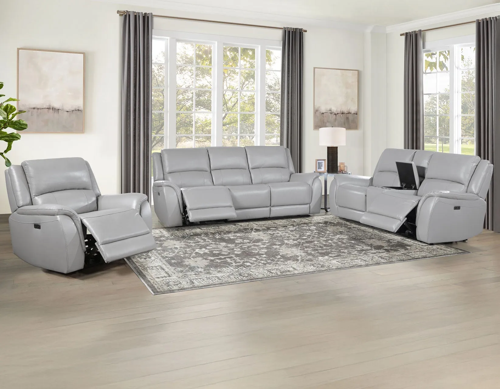 Alexandria Stone Top-Grain Leather Power Reclining Sofa - Image 14