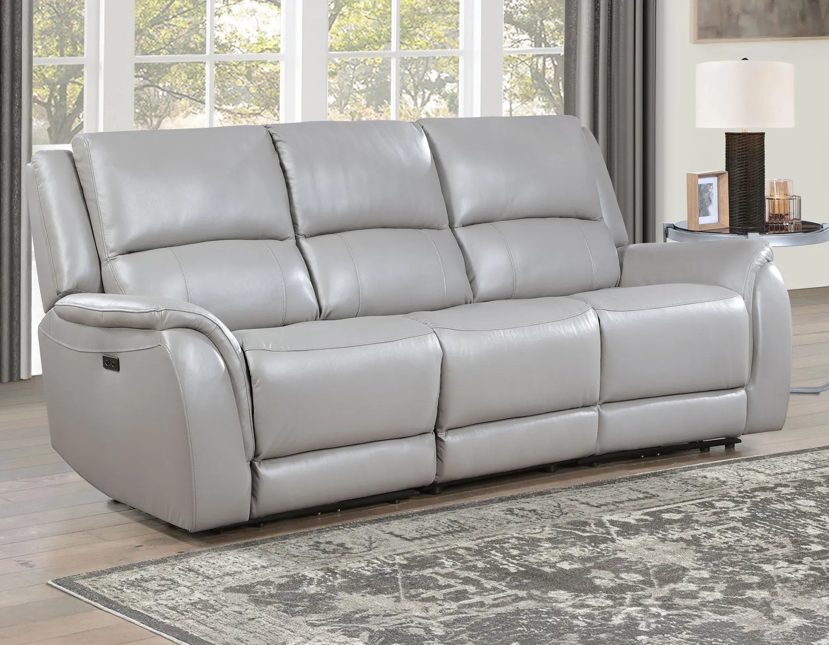 Alexandria Stone Top-Grain Leather Power Reclining Sofa - Image 2