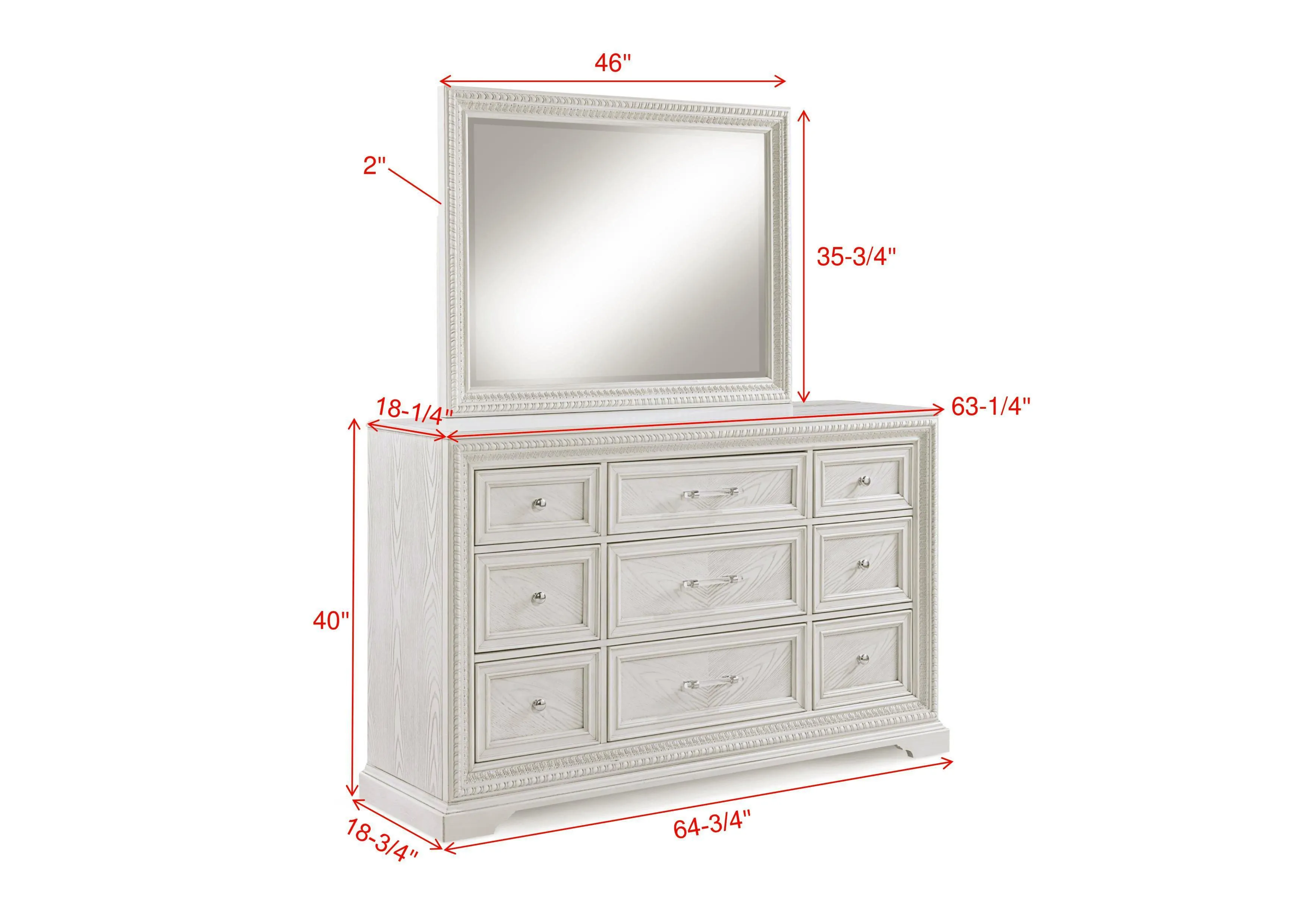 Alexandria Whitewash Dresser Mirror - Image 3