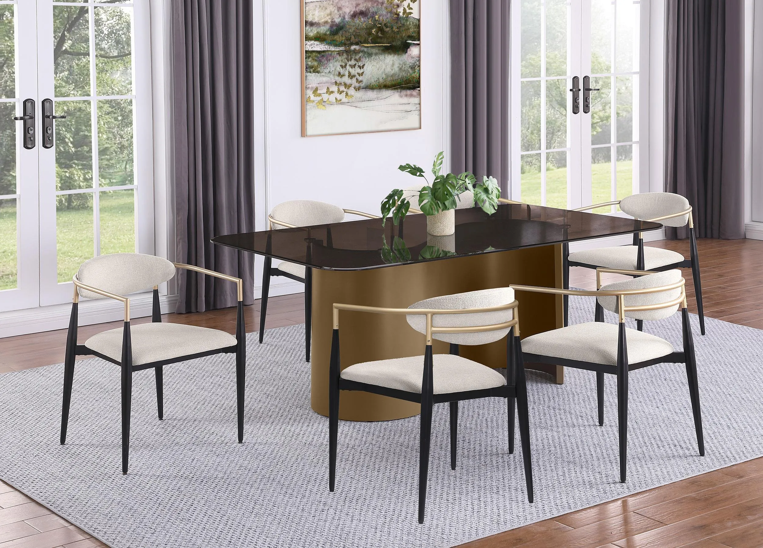 Alexis Upholstered Dining Arm Chair Beige (Set of 2) - Image 13