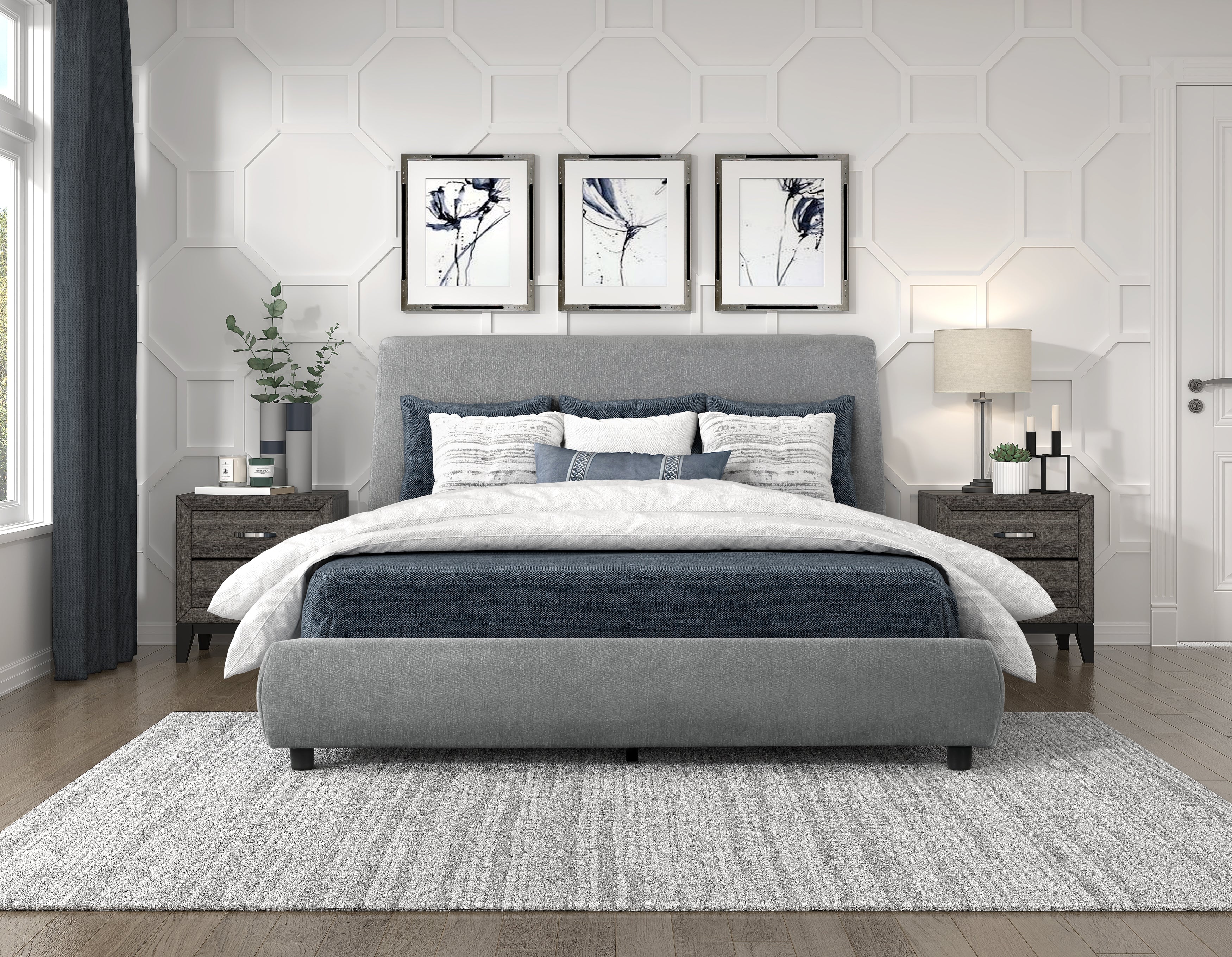 Alford Gray Full Upholstered Platform Bed - Image 7
