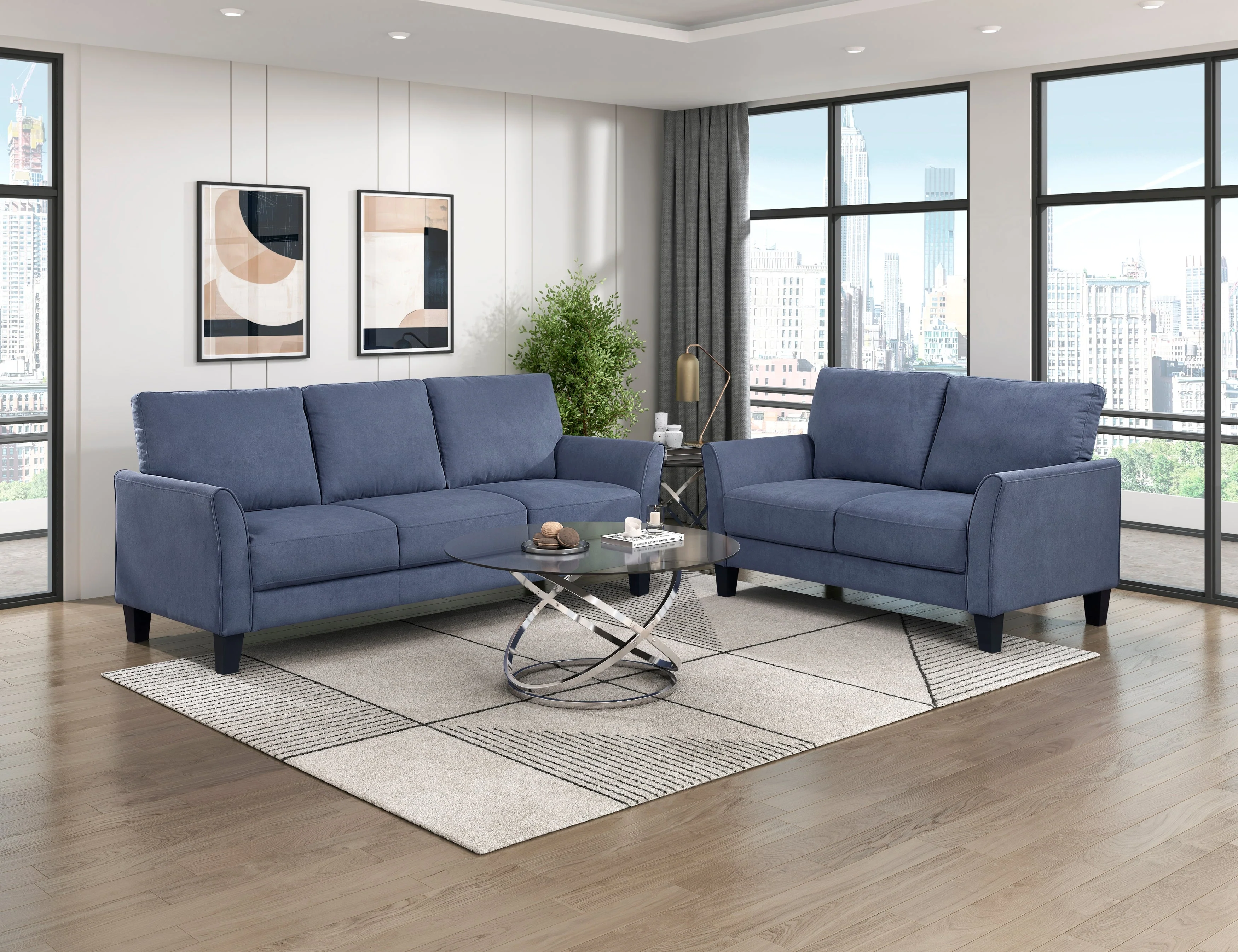 Aliana Blue Loveseat - Image 2