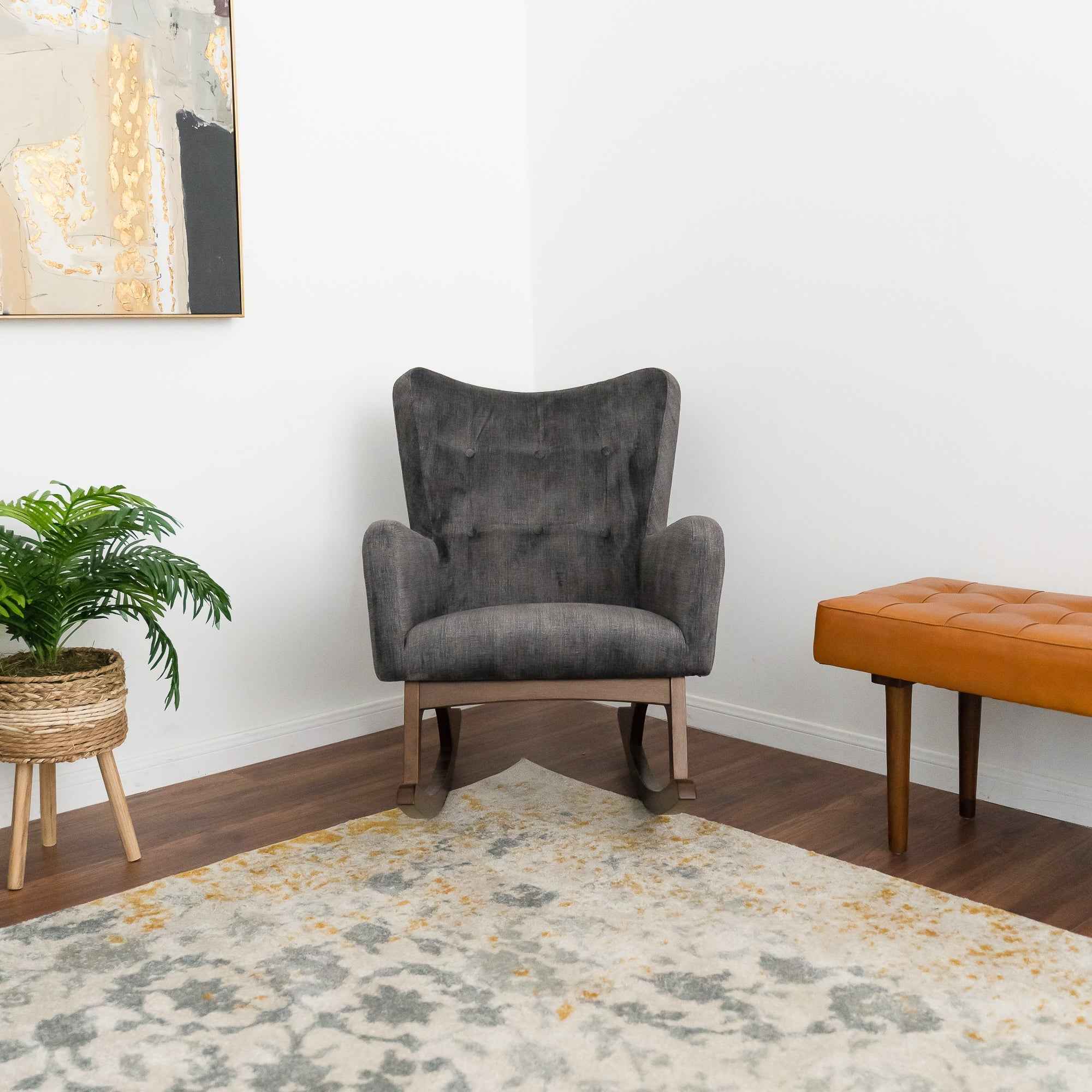 Alistair Gray Fabric Rocking Chair - Image 4