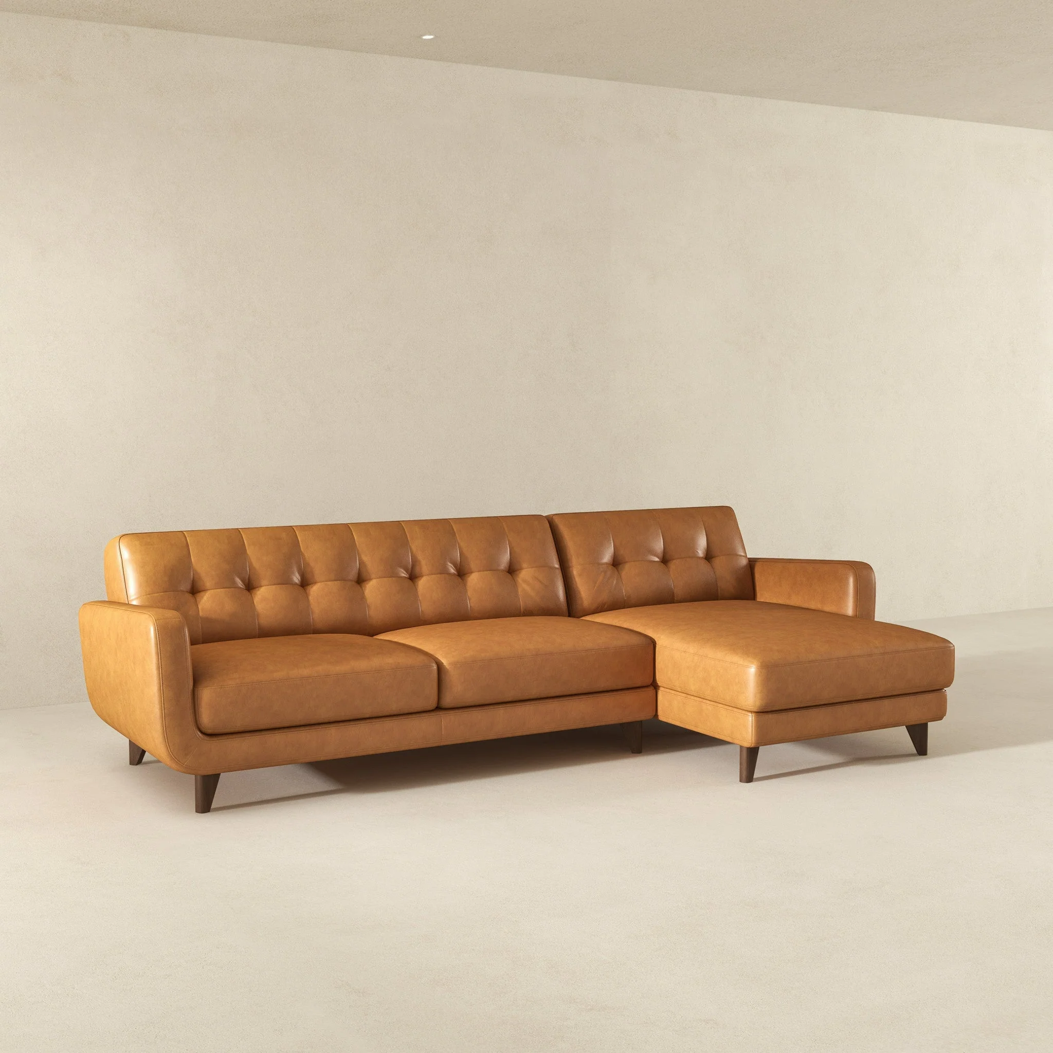 Allison Right-Facing Tan Leather Sectional Sofa - Image 5