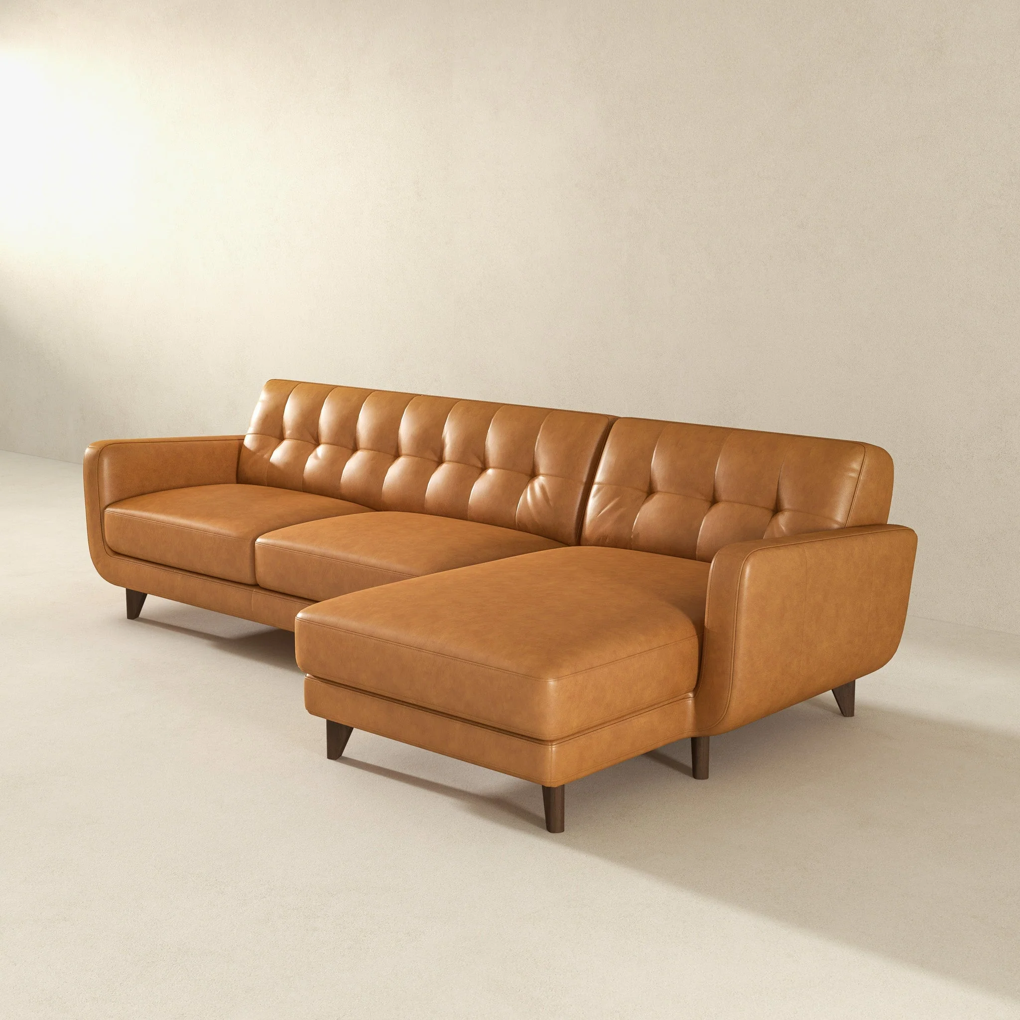 Allison Right-Facing Tan Leather Sectional Sofa - Image 6