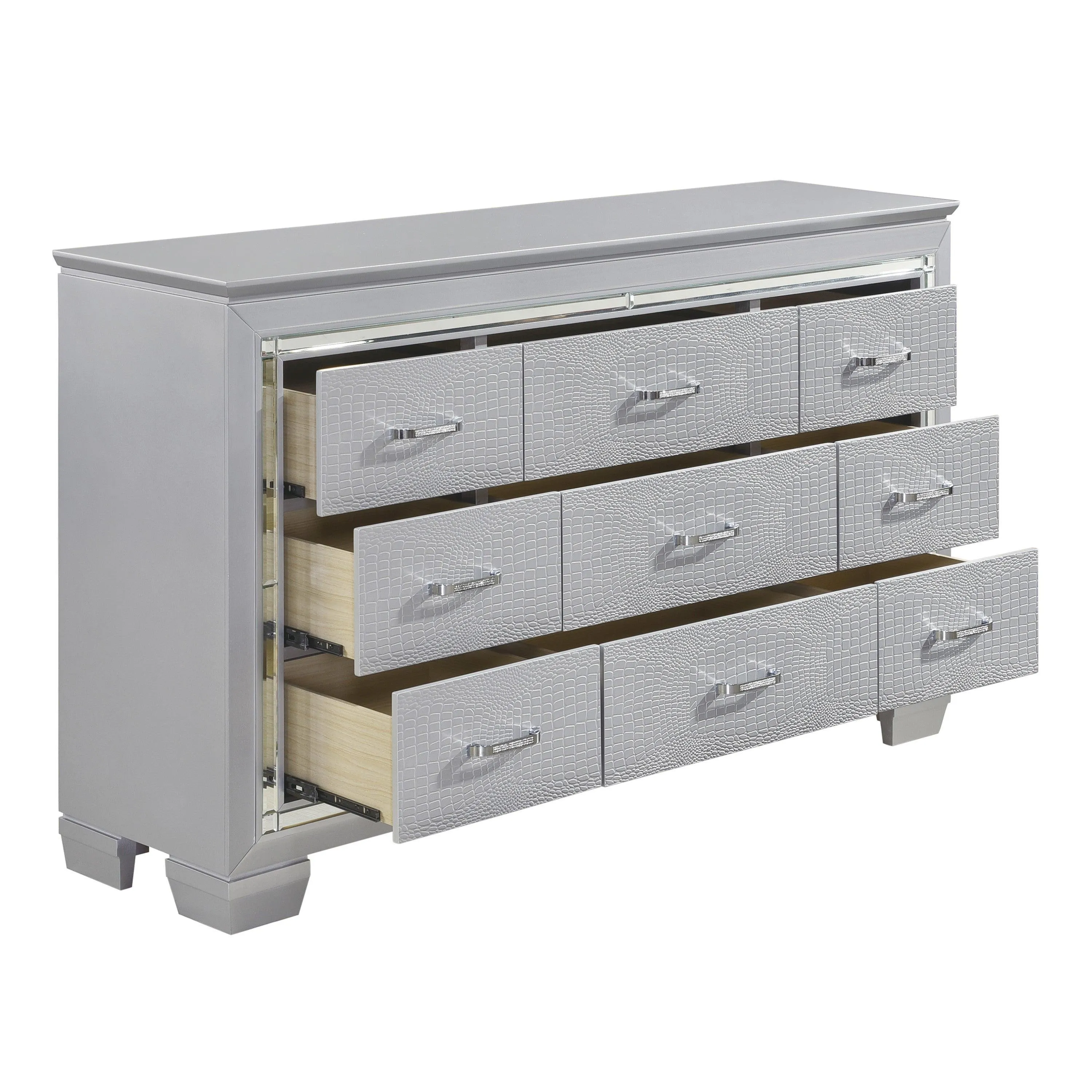 Allura Silver LED Upholstered Panel Bedroom Set - Image 11