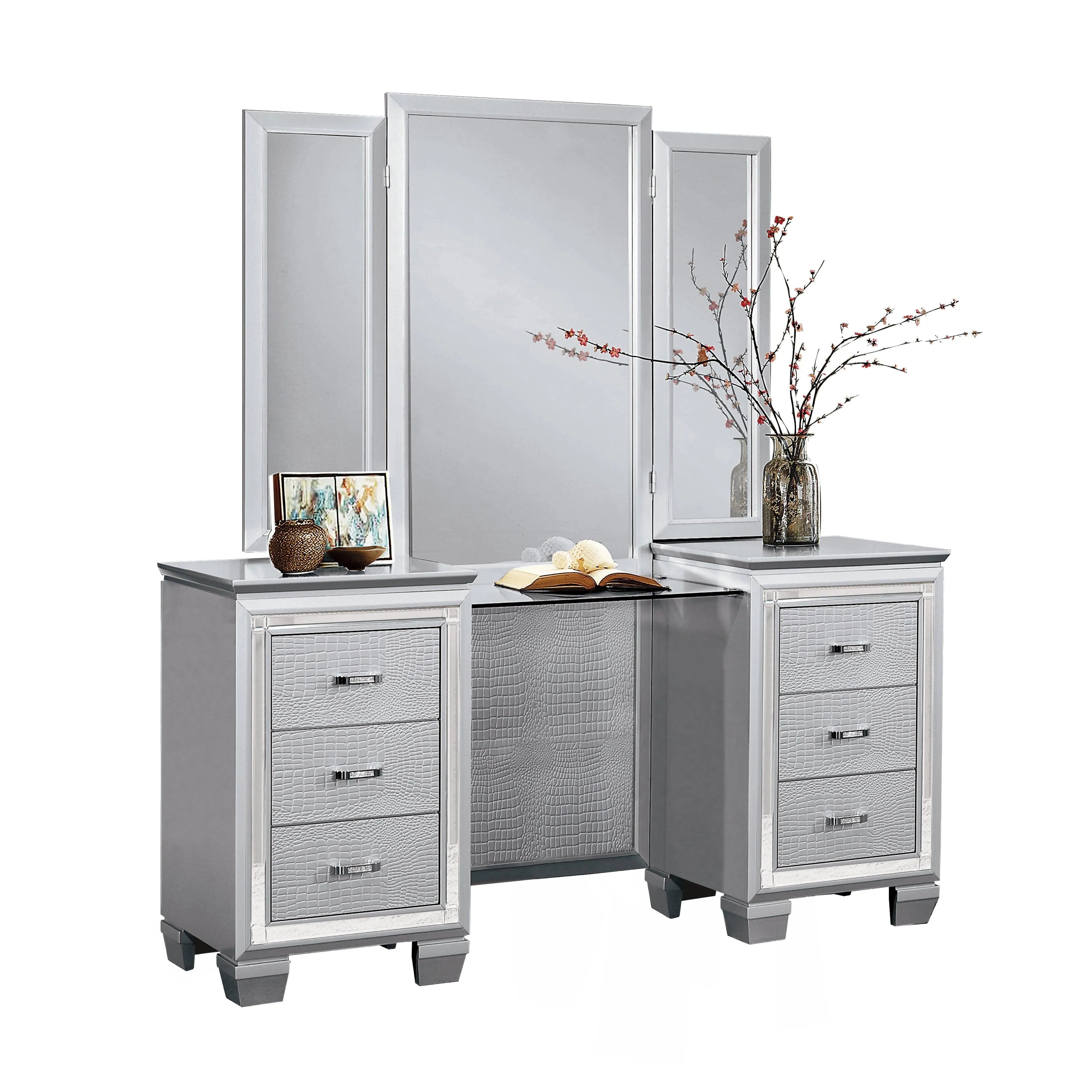 Allura Silver Vanity Dresser with Mirror - Image 2