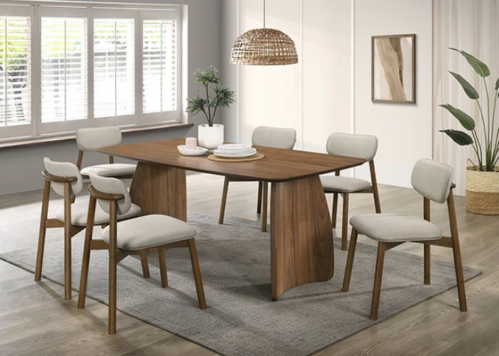 Alnwick Walnut/Beige 7-Piece Dining Room Set