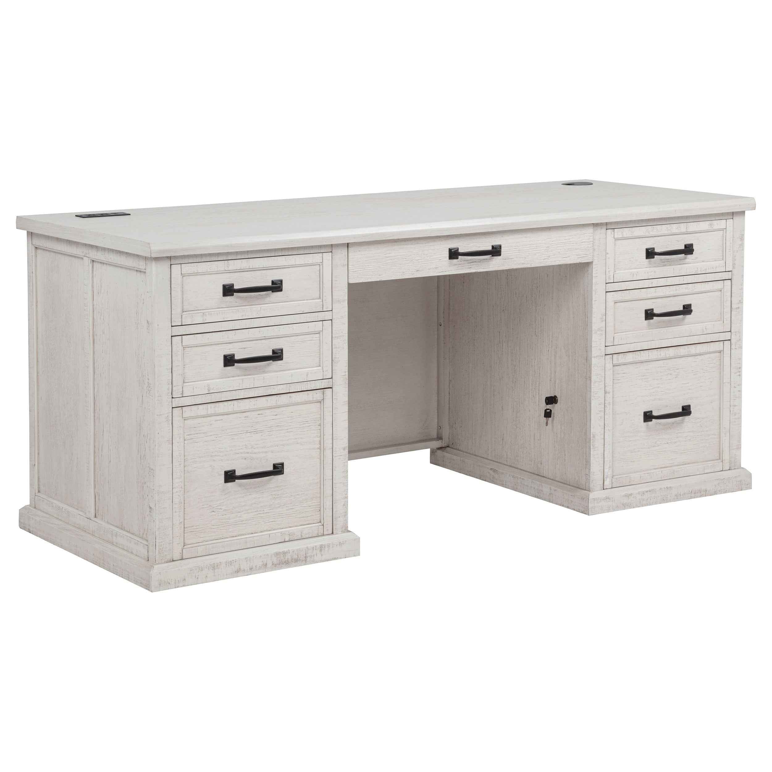 Altidore Distressed White 68-inch 7-drawer Executive Home Office Desk - Image 3