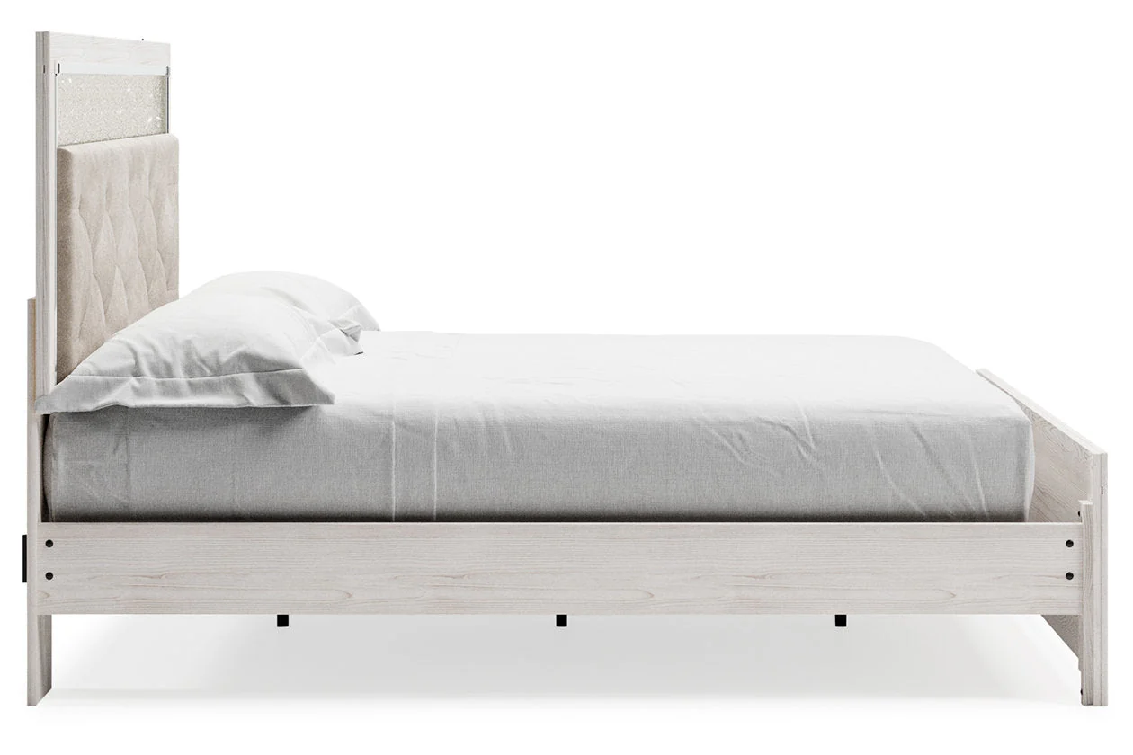 Altyra White King Upholstered Platform Bed - Image 5
