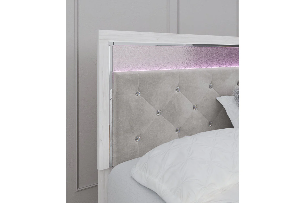 Altyra White King Upholstered Platform Bed - Image 7
