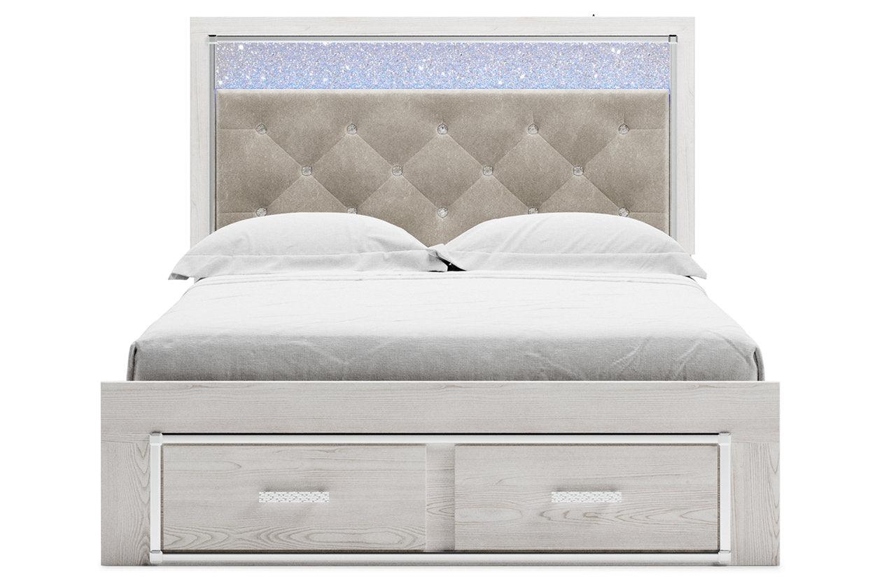 Altyra White Queen Upholstered Storage Platform Bed - Image 3