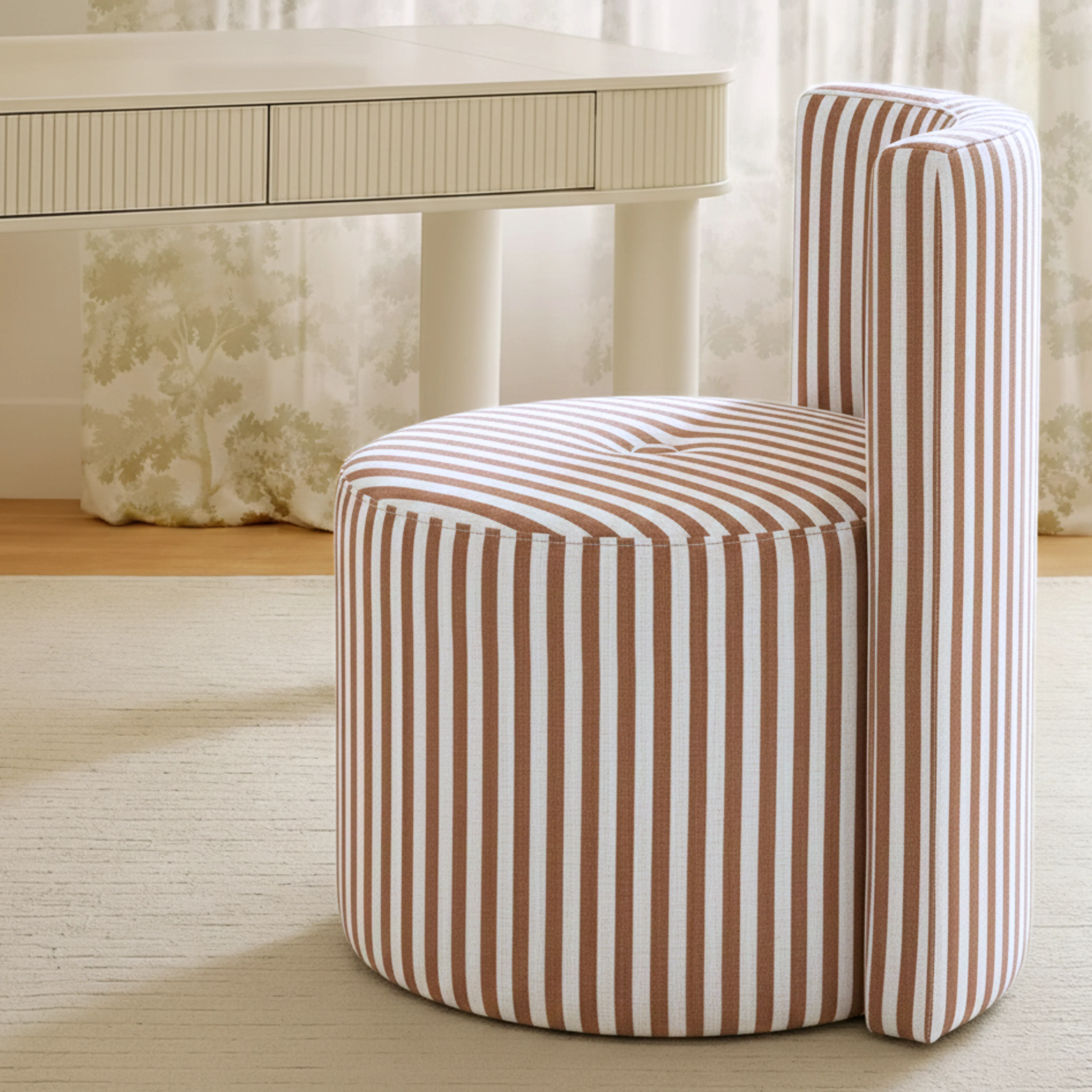 Alyssa Striped Performance Linen Rolling Desk Chair - Image 18