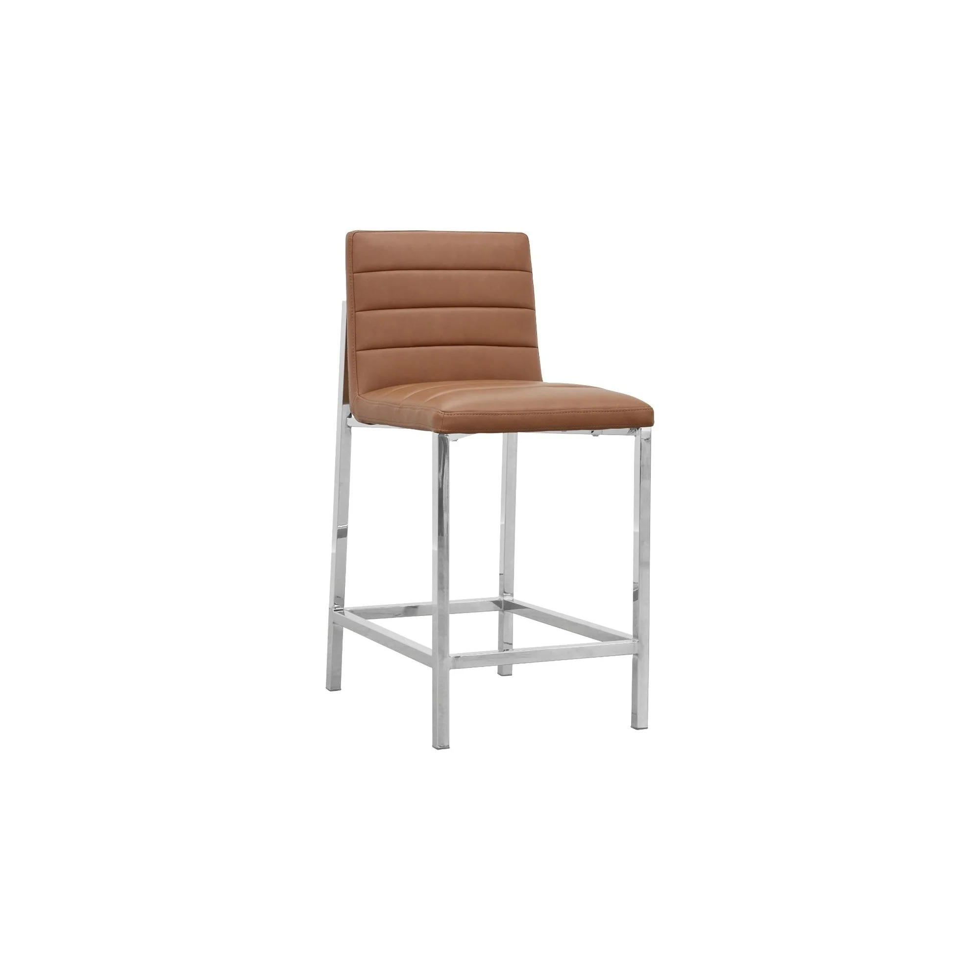 Amalfi Metal Back Counter Stool in Cognac Leather (Set of 2) - Image 4