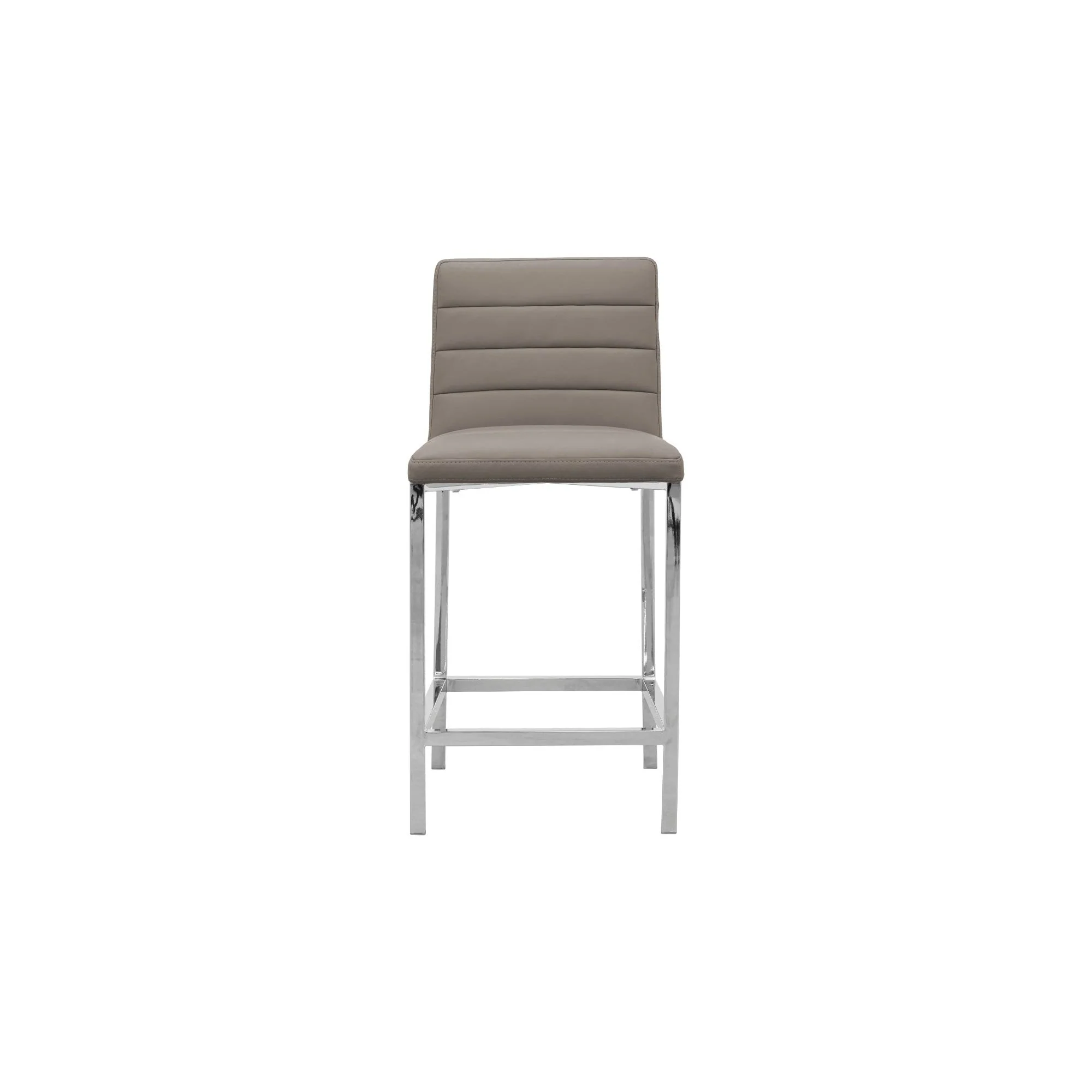 Amalfi Metal Back Counter Stool in Taupe Leather (Set of 2) - Image 2
