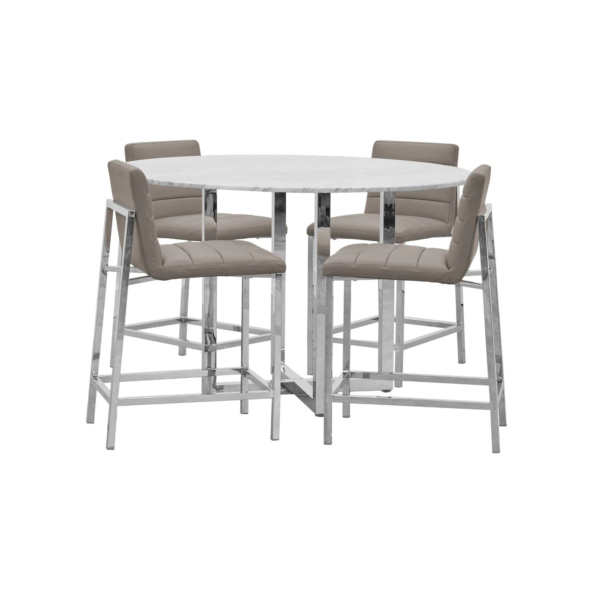 Amalfi Metal Back Counter Stool in Taupe Leather (Set of 2) - Image 4