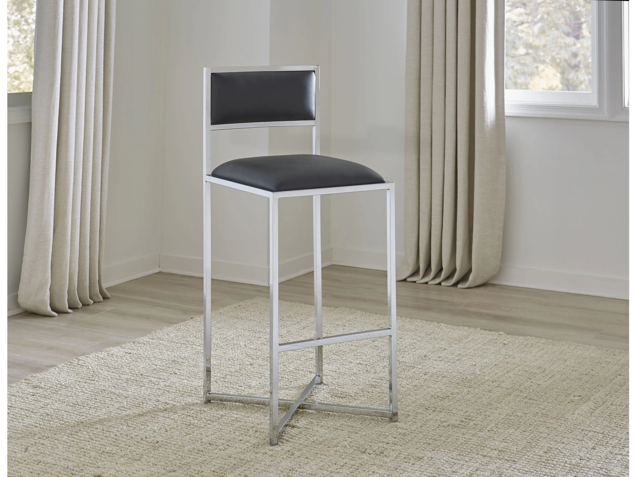 Amalfi X-Base Bar Stool in Cobalt Leather (Set of 2)