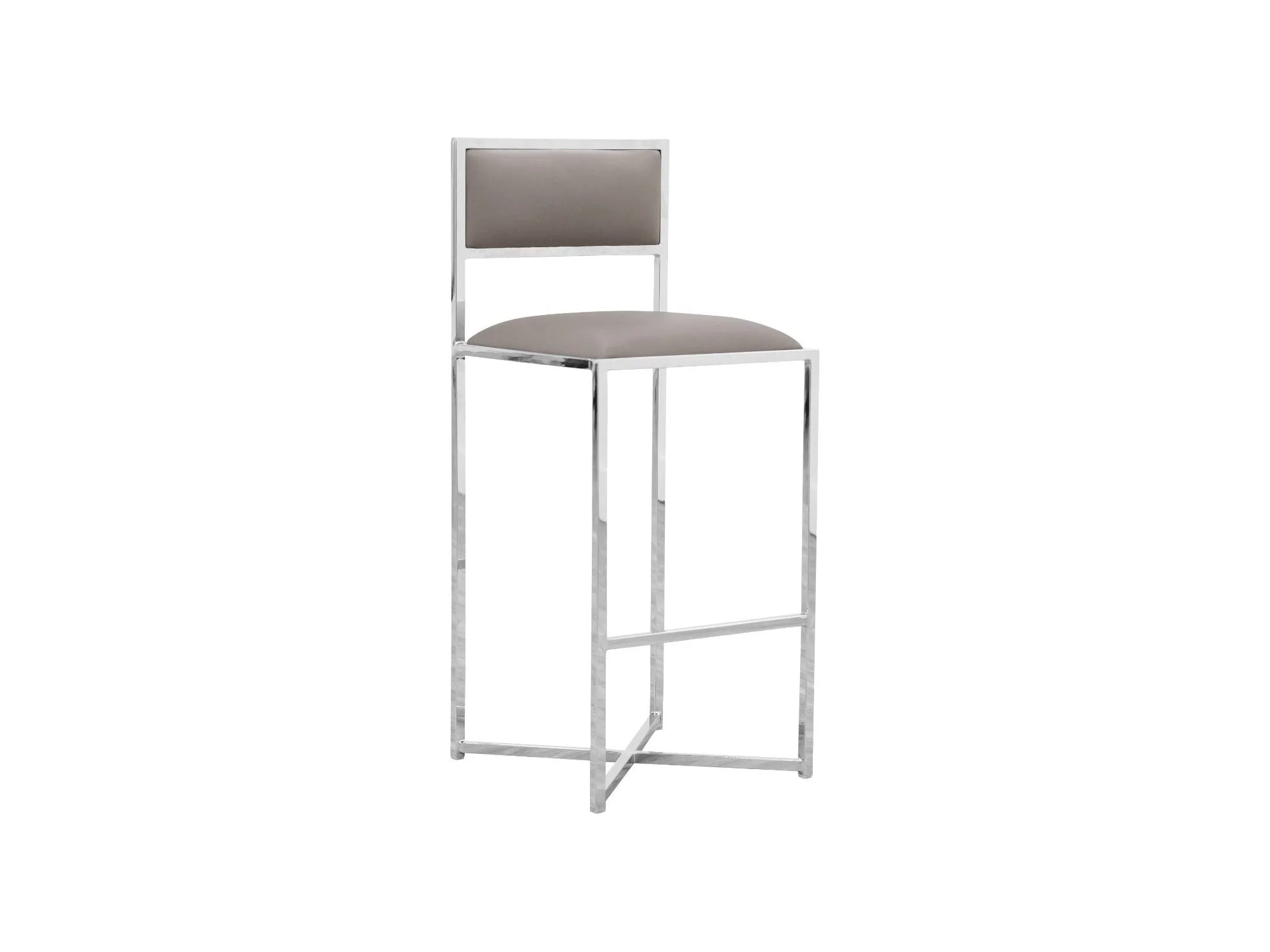 Amalfi X-Base Bar Stool in Taupe Leather (Set of 2)