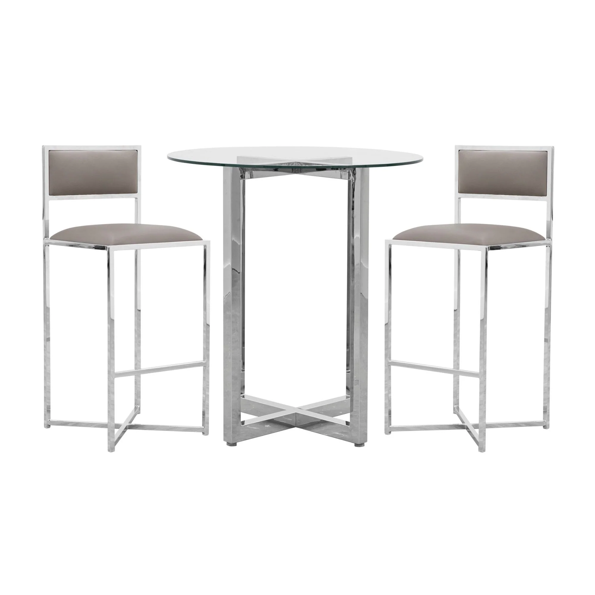 Amalfi X-Base Bar Stool in Taupe Leather (Set of 2) - Image 5