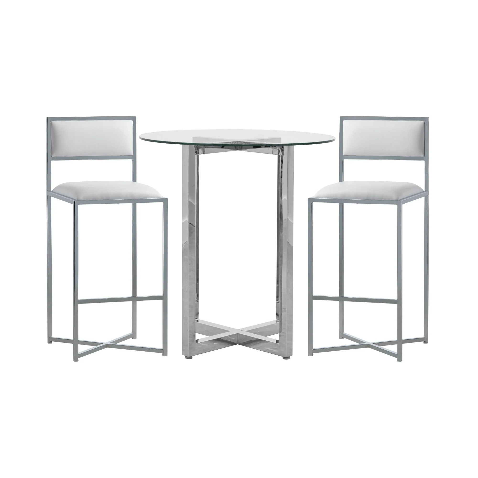 Amalfi X-Base Bar Stool in White Leather (Set of 2) - Image 5