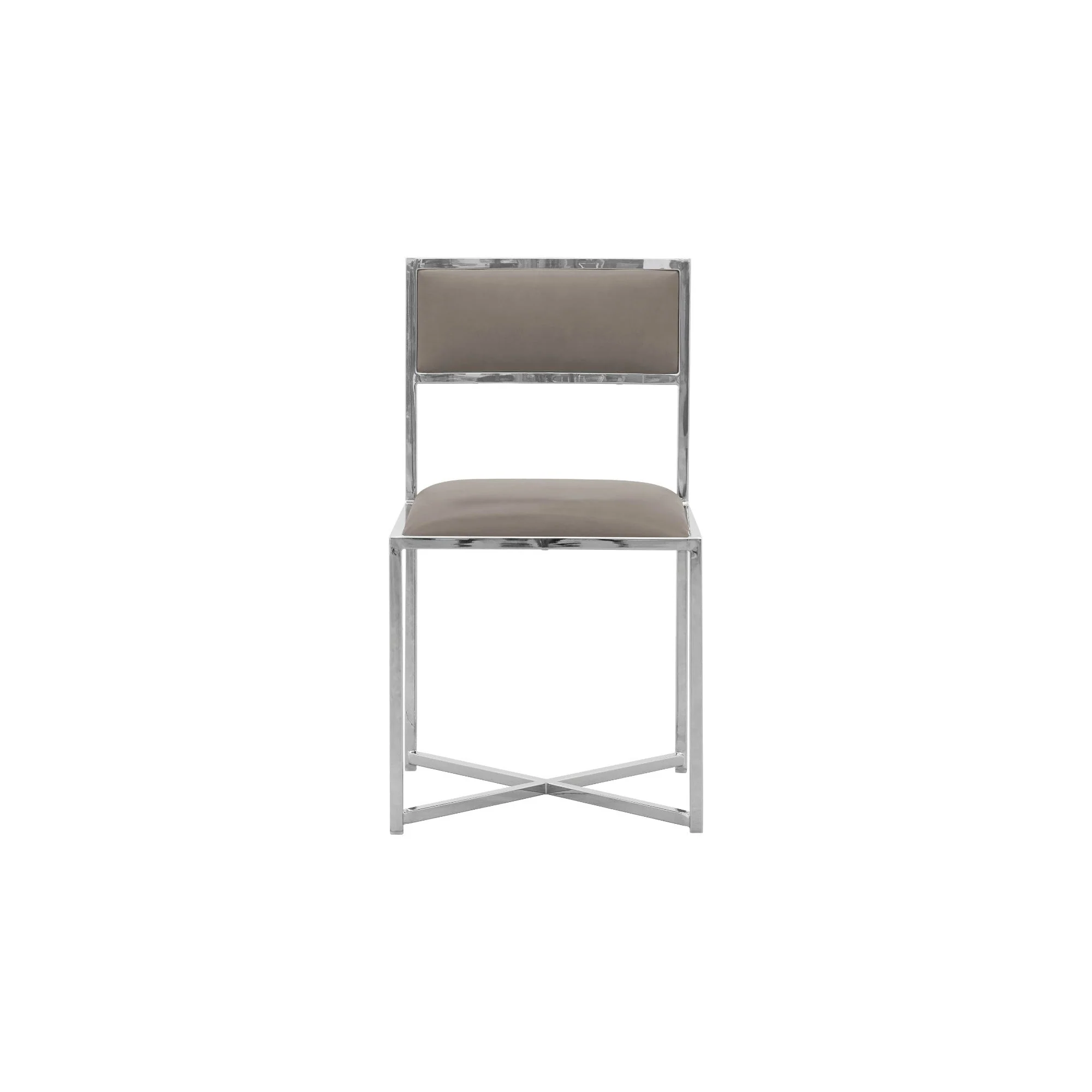 Amalfi X-Base Chair in Taupe Leather (Set of 2) - Image 2