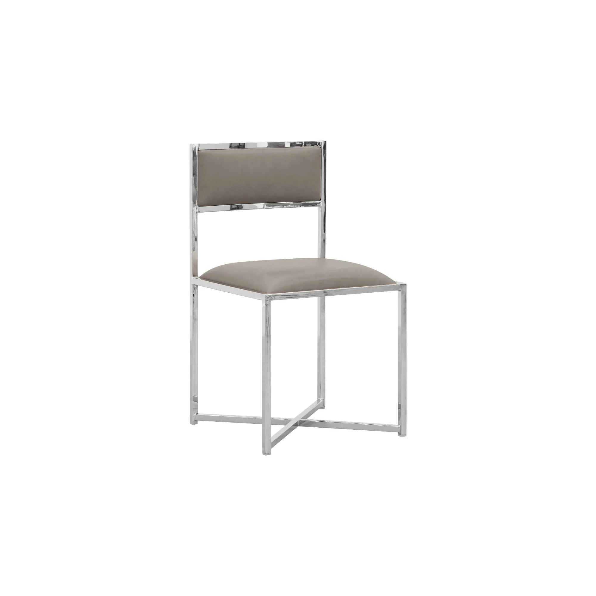 Amalfi X-Base Chair in Taupe Leather (Set of 2) - Image 3